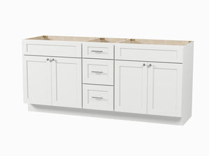 75" Double Bathroom Vanity Base only in White