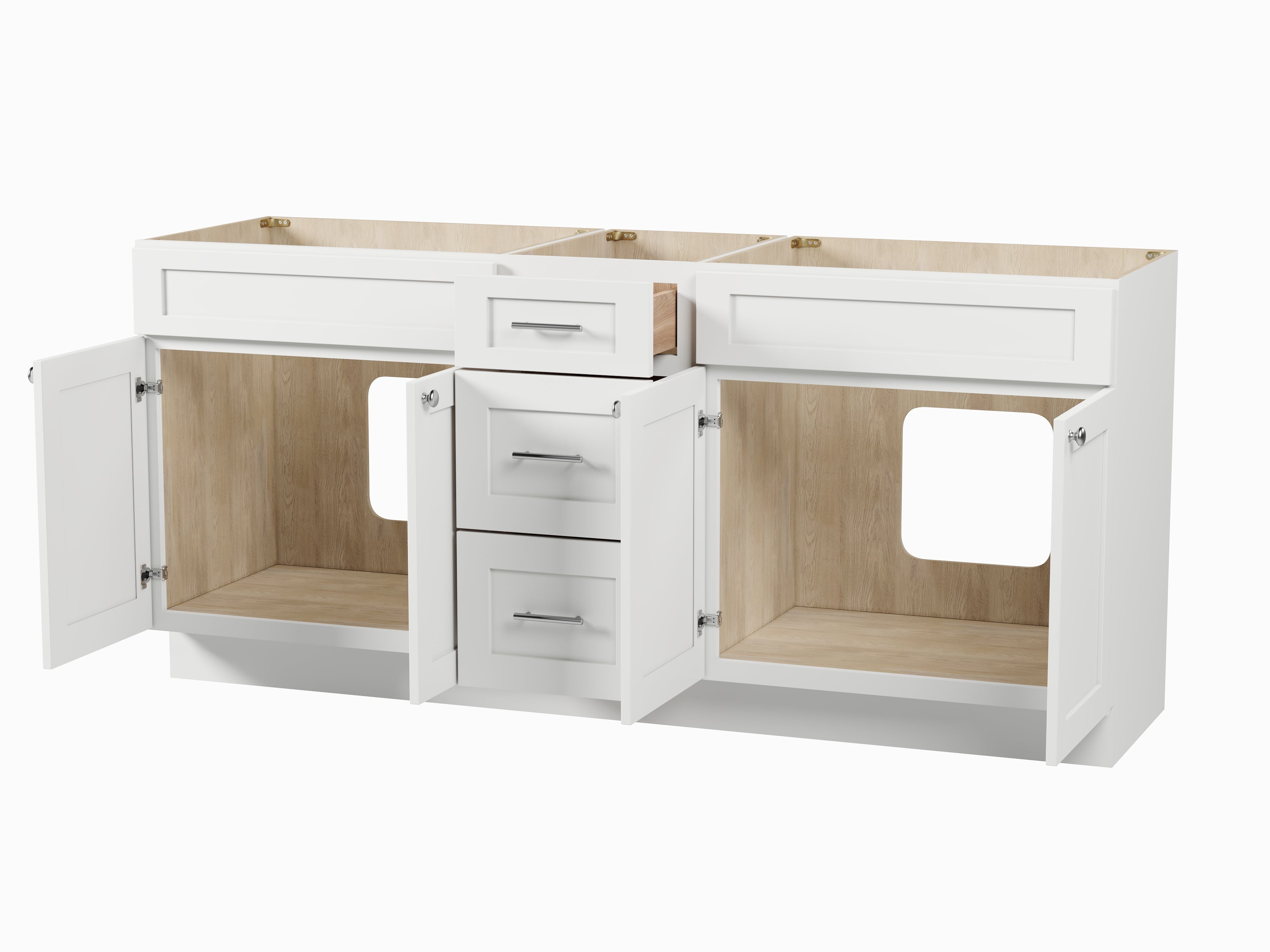 75" Double Bathroom Vanity Base only in White