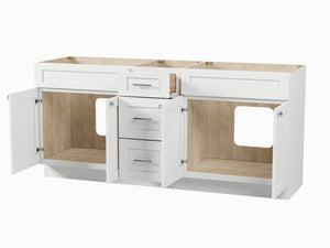 75" Double Bathroom Vanity Base only in White