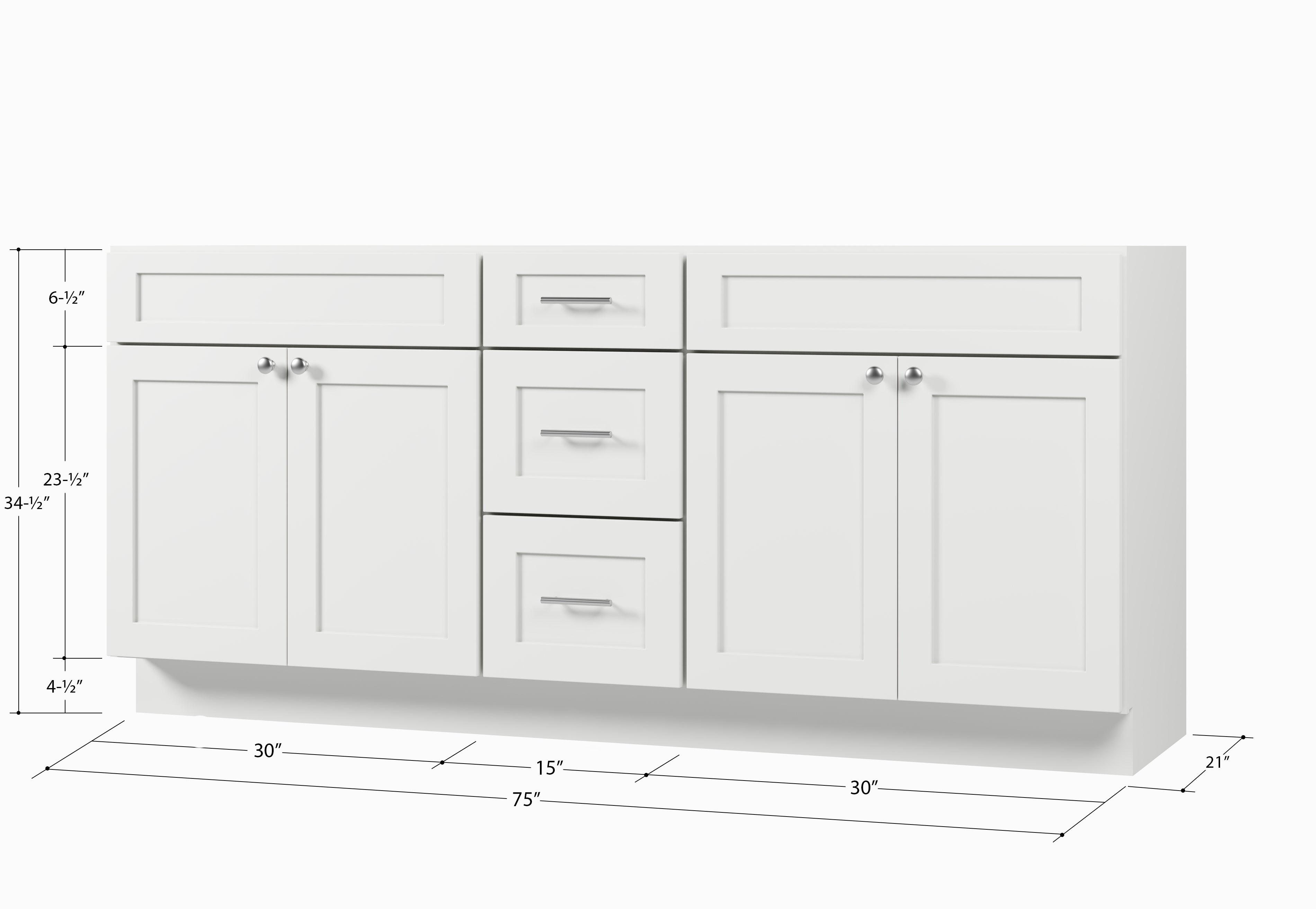 75" Double Bathroom Vanity Base only in White