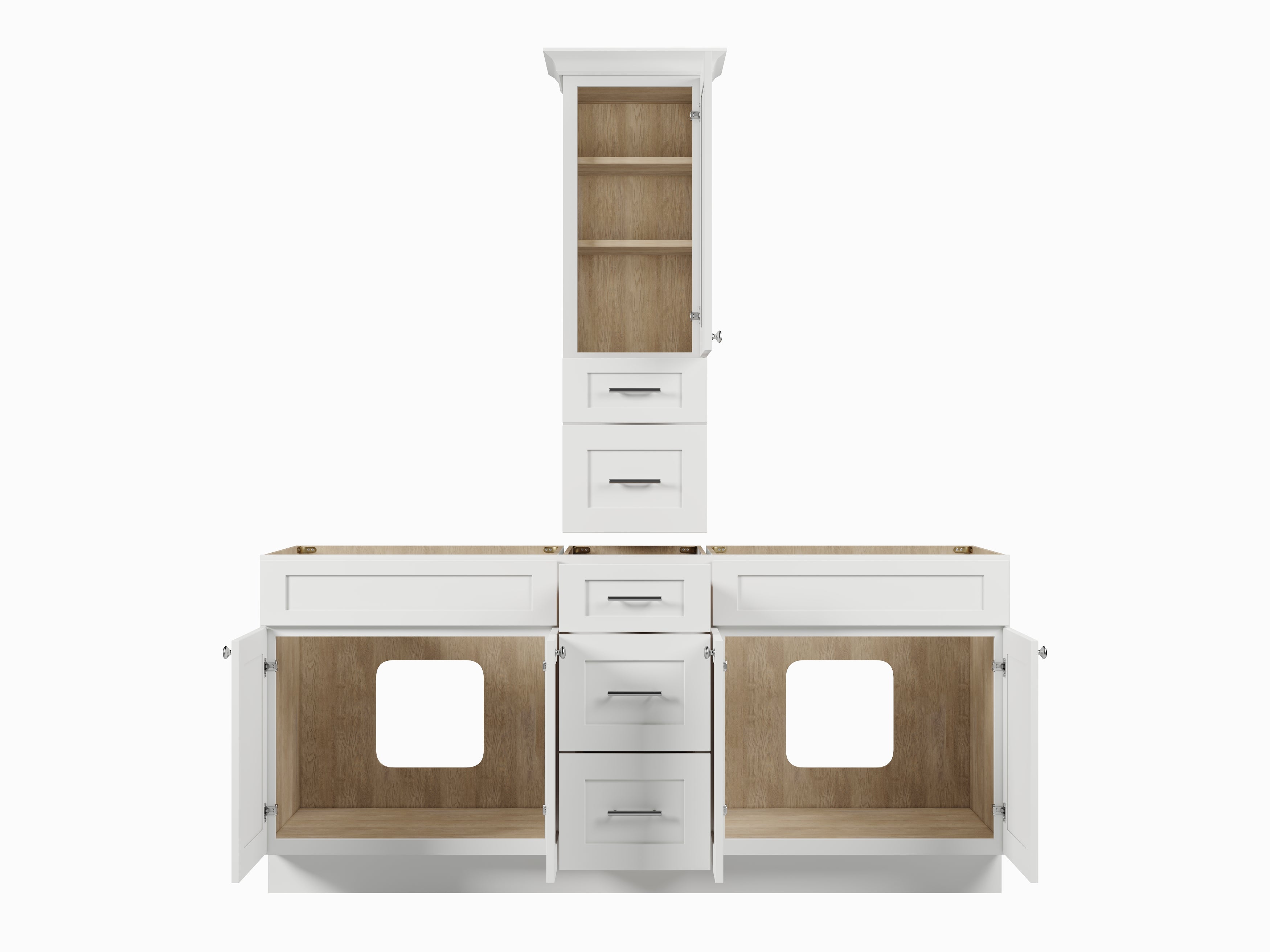Disar 75' Double Bathroom Vanity With Counter Top Tall Cabinet Base Only