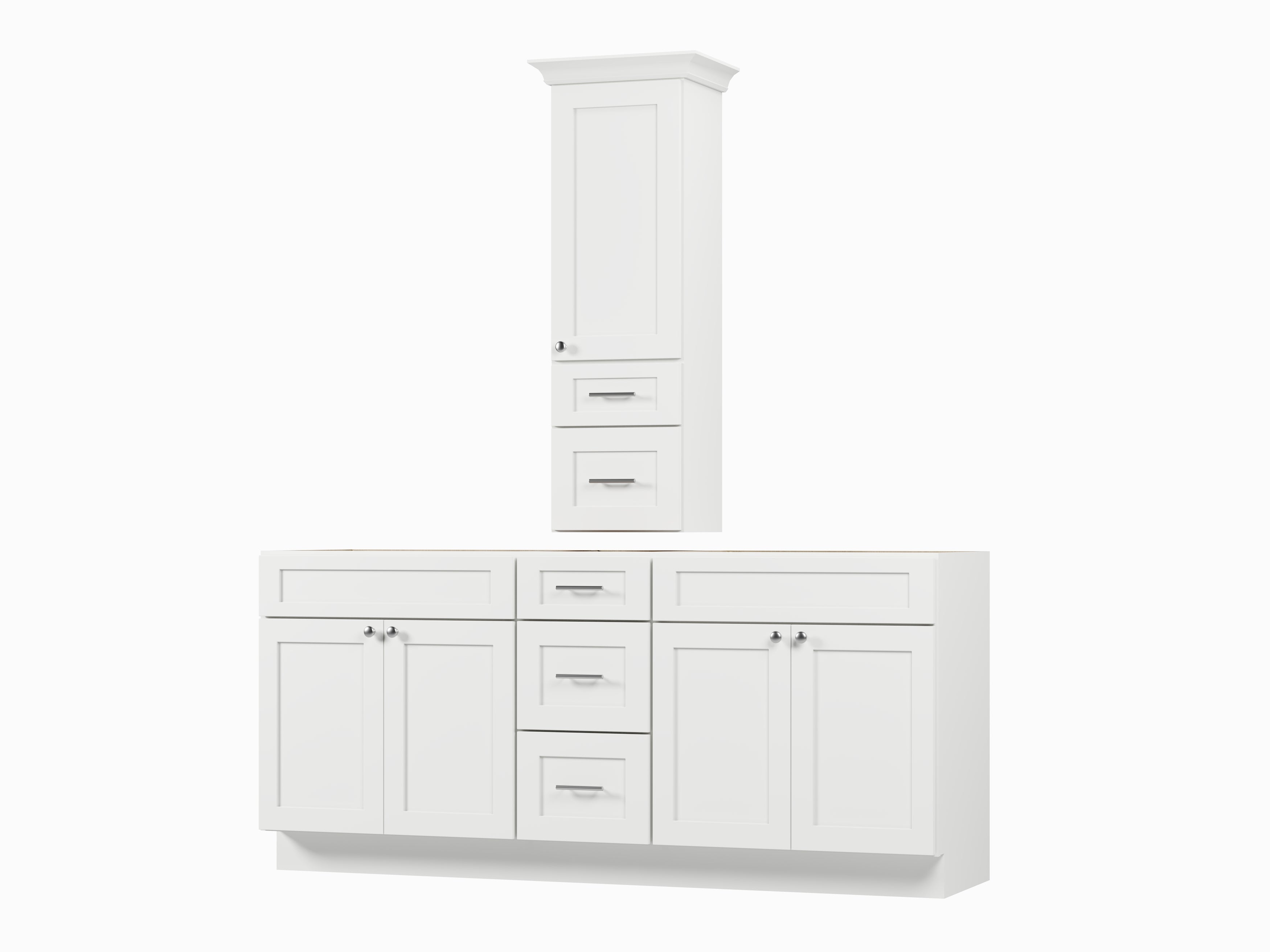 Disar 75' Double Bathroom Vanity With Counter Top Tall Cabinet Base Only