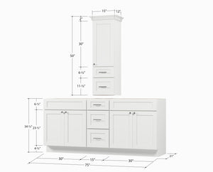 Disar 75' Double Bathroom Vanity With Counter Top Tall Cabinet Base Only