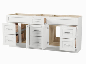 75" Double Bathroom Vanity Base only in White