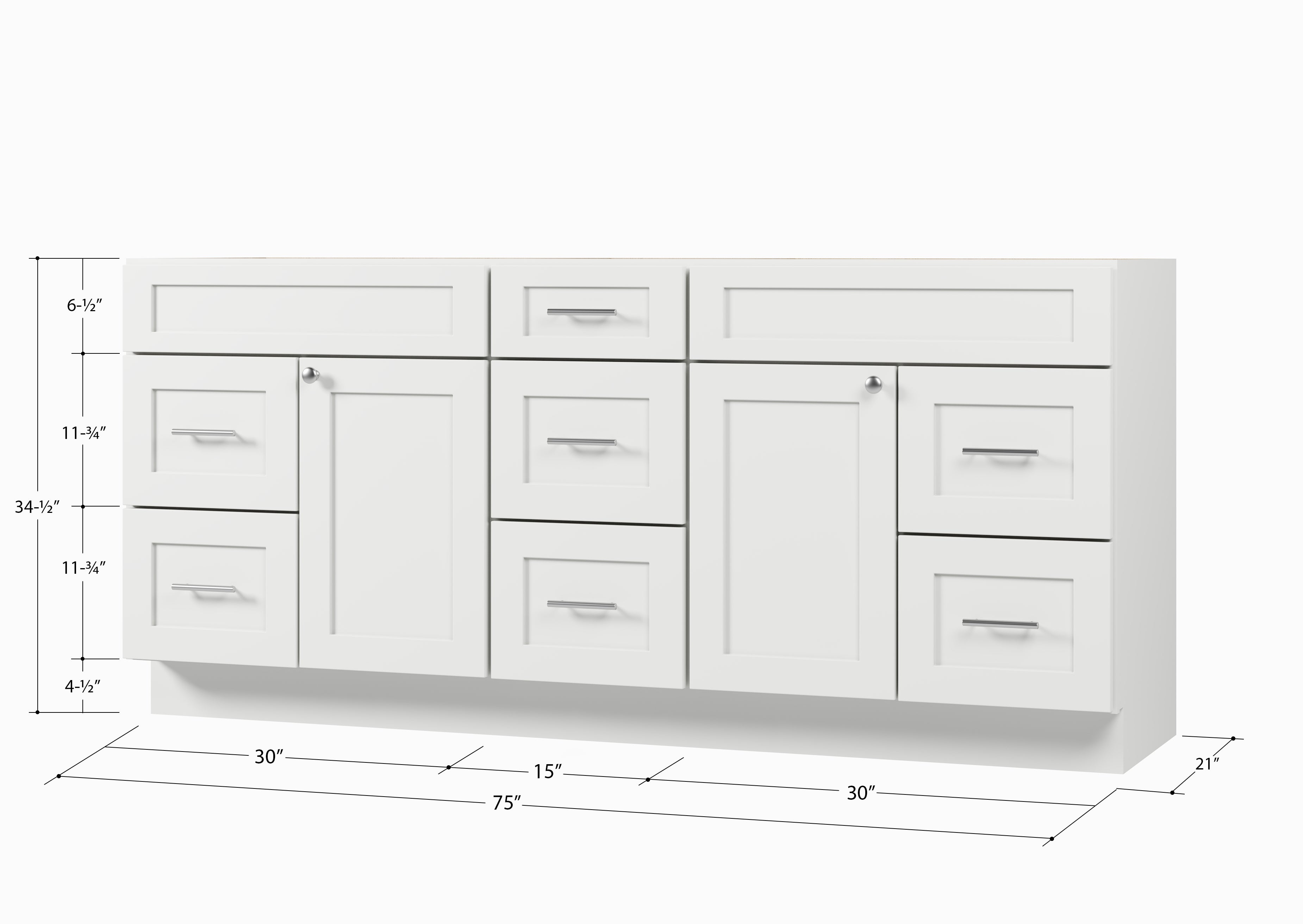 75" Double Bathroom Vanity Base only in White