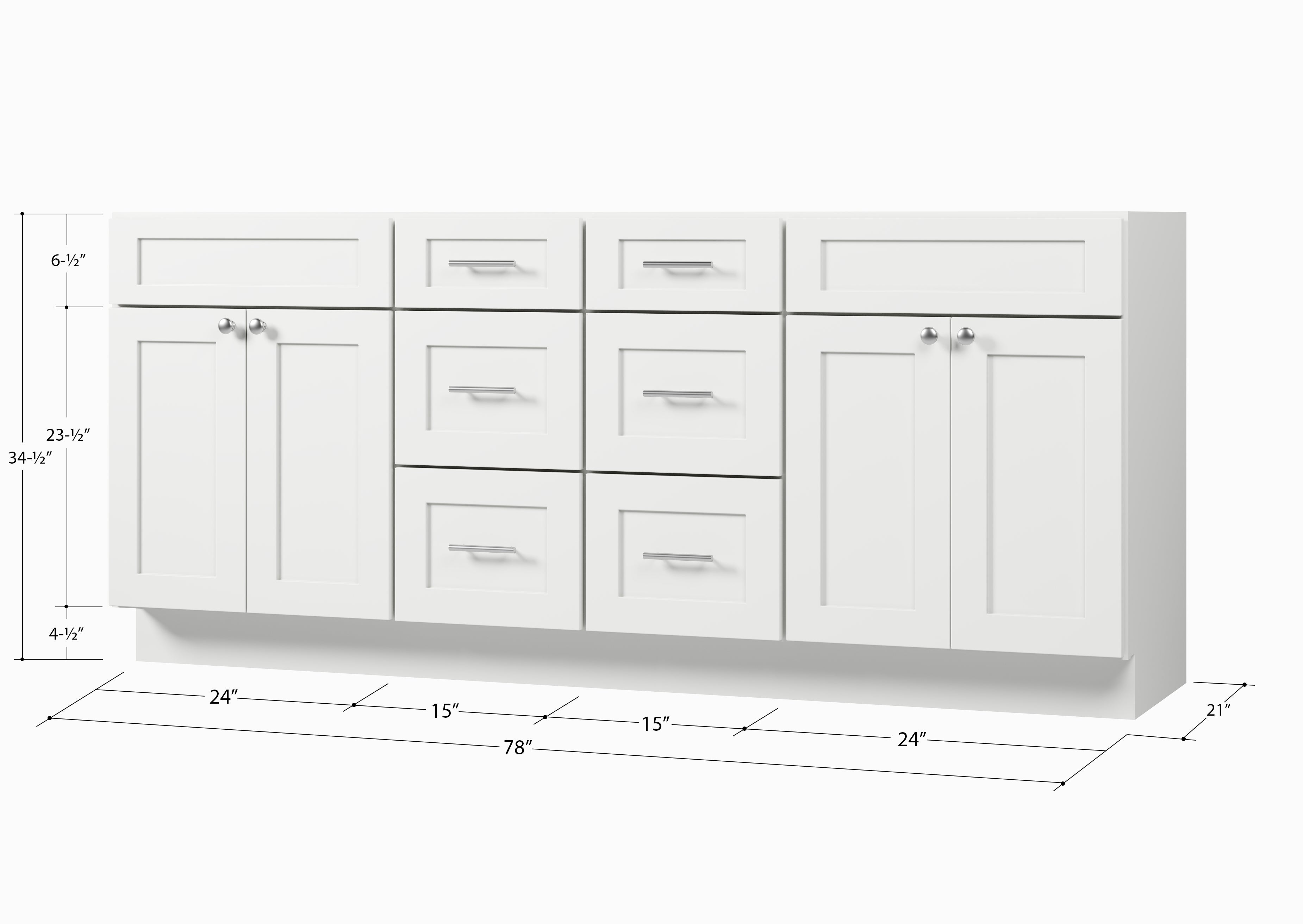 Disar 78'' Double Bathroom Vanity Base only in White