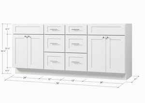 Disar 78'' Double Bathroom Vanity Base only in White
