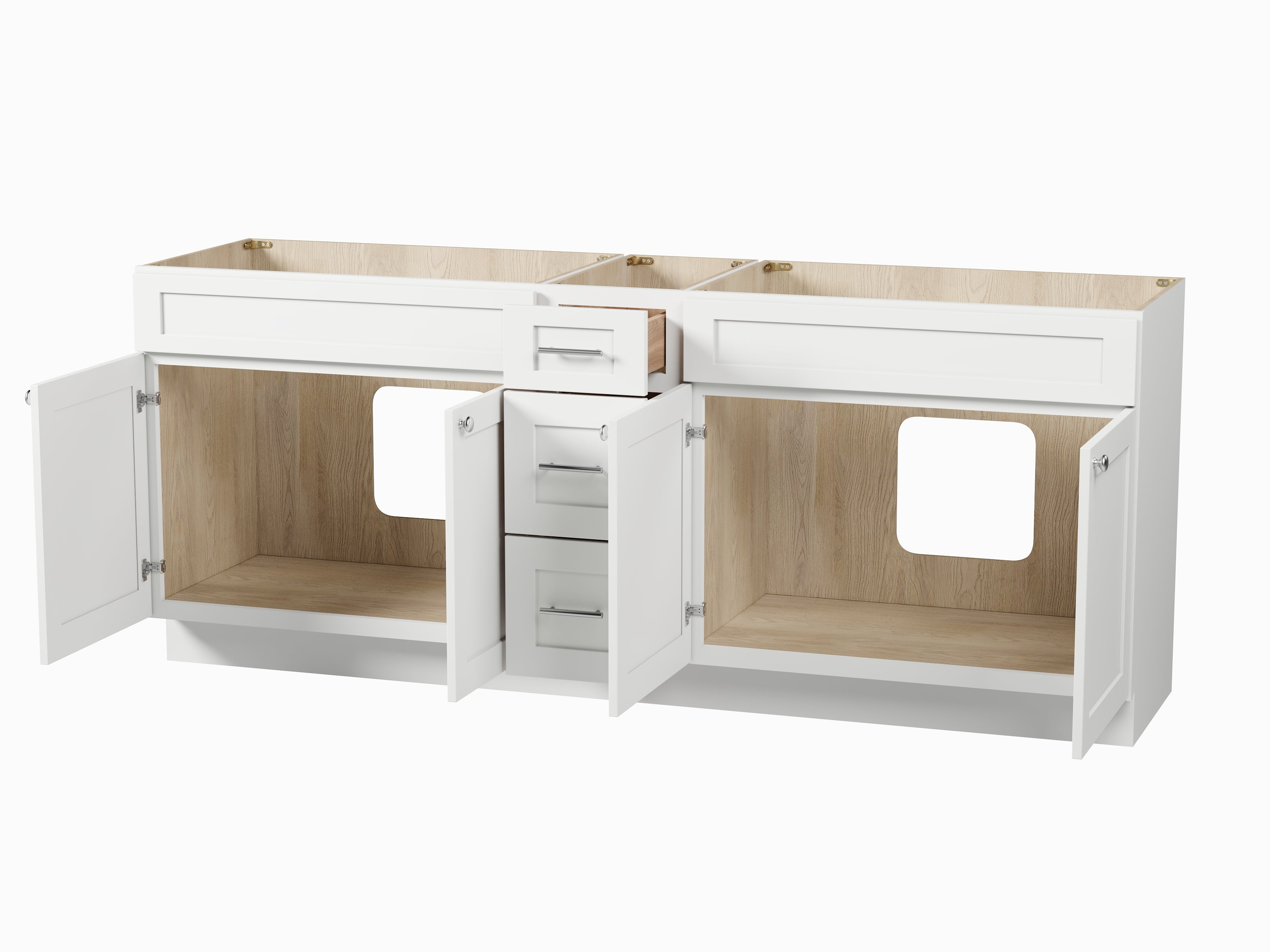 Disar 84" Double Bathroom Vanity Base Only in White
