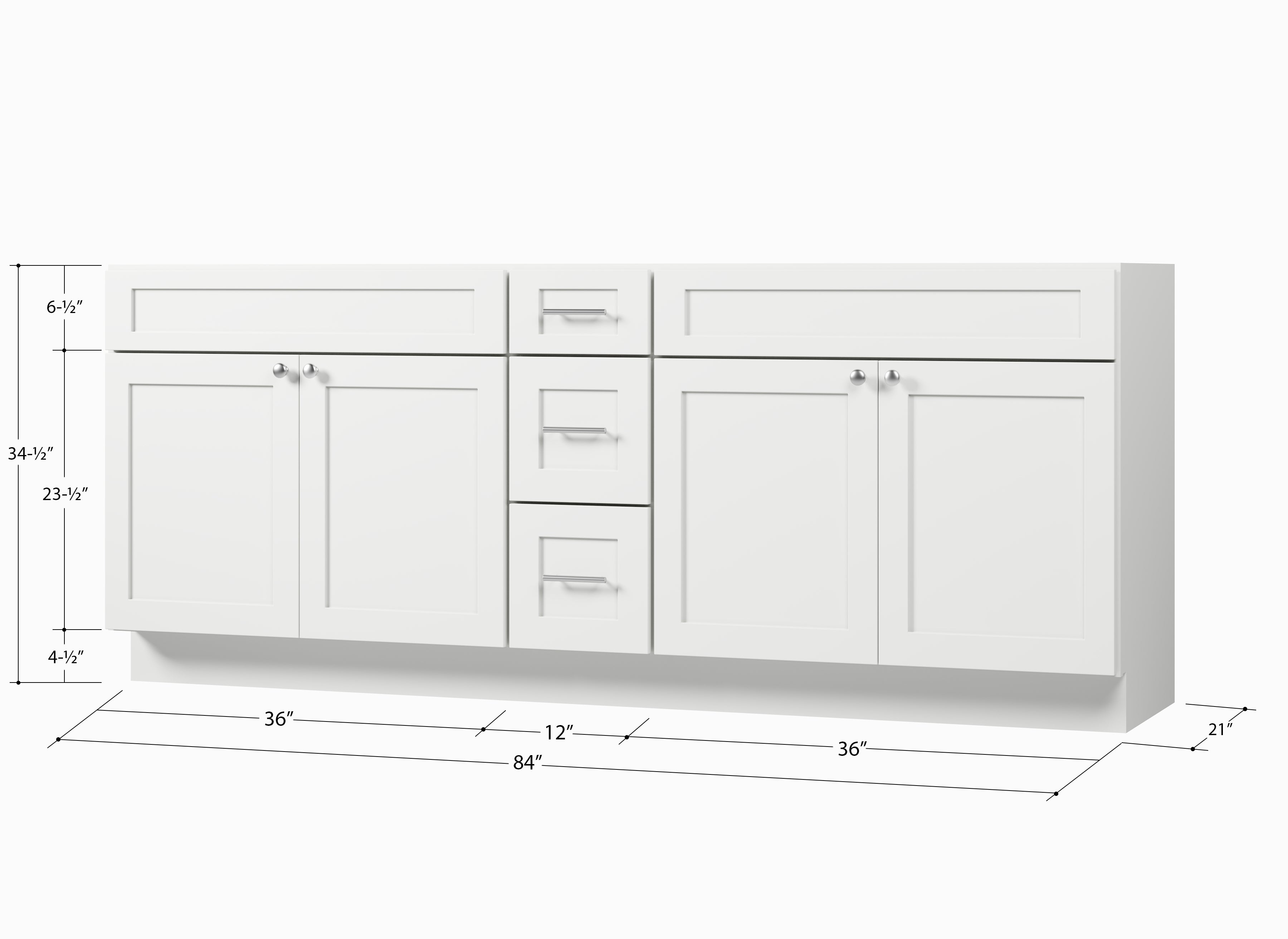 Disar 84" Double Bathroom Vanity Base Only in White