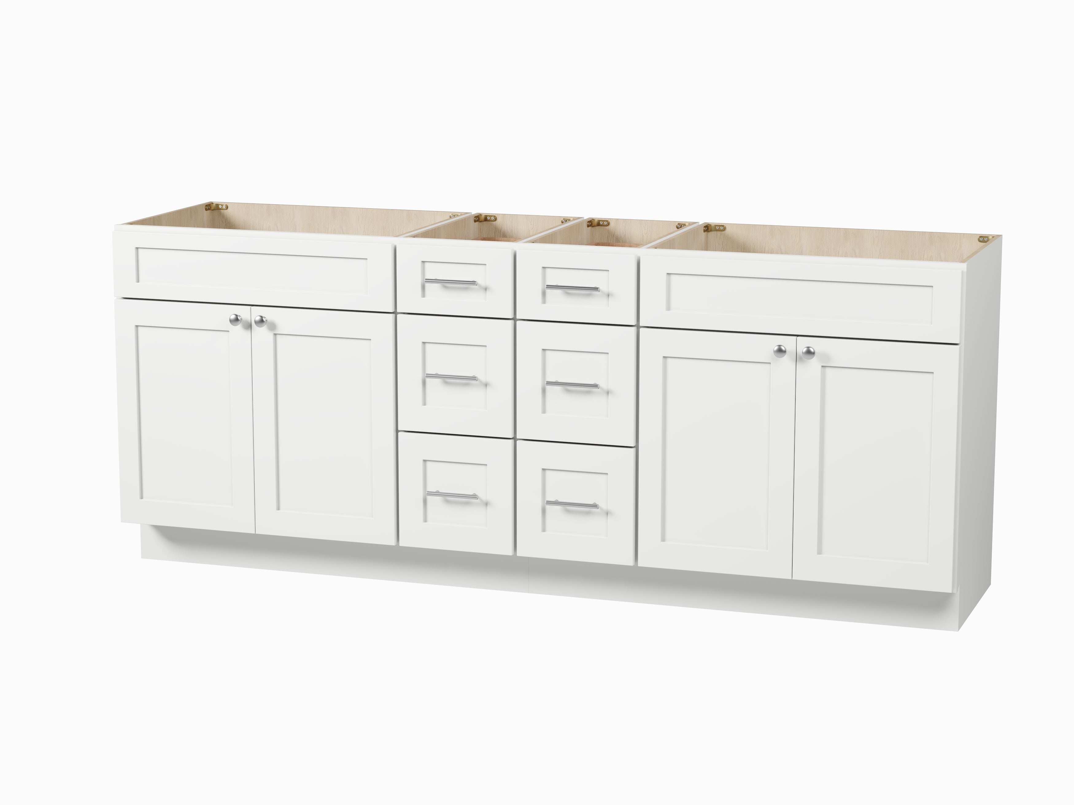 Disar 84" Double Bathroom Vanity Base Only in White