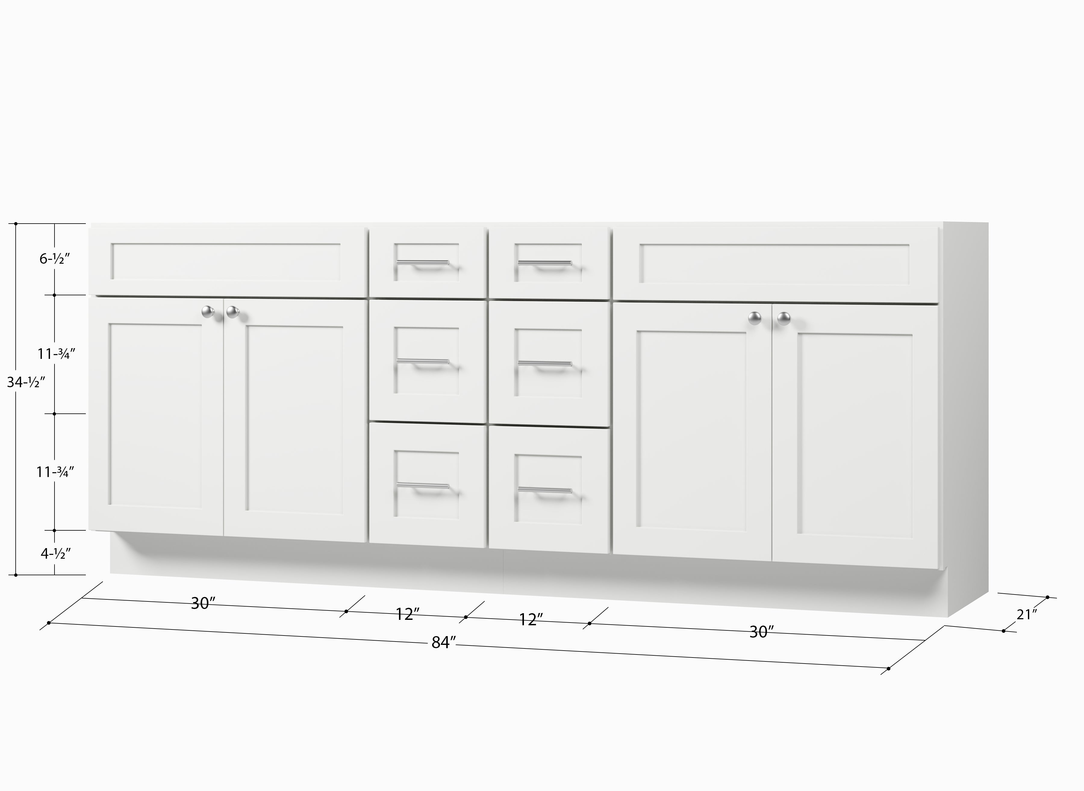Disar 84" Double Bathroom Vanity Base Only in White