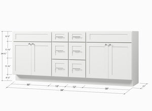 Disar 84" Double Bathroom Vanity Base Only in White