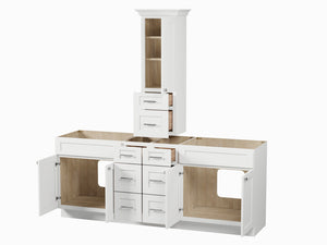 Disar 84' Double Bathroom Vanity With Counter Top Tall Cabinet Base Only