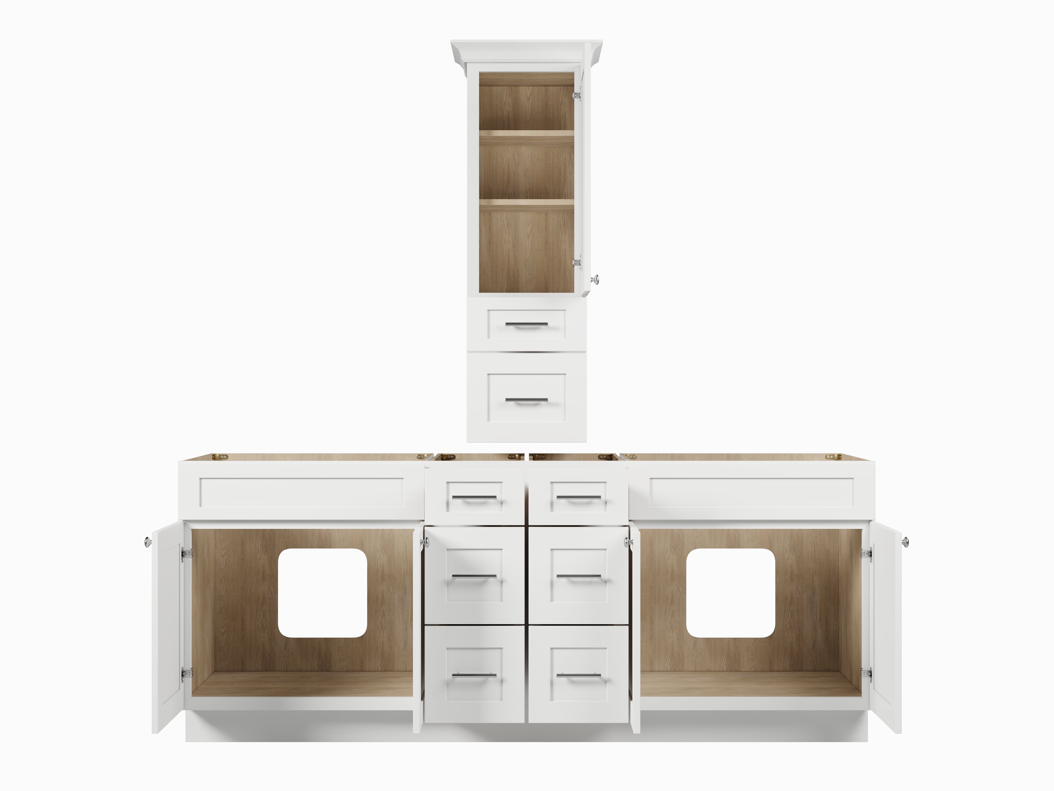 Disar 84' Double Bathroom Vanity With Counter Top Tall Cabinet Base Only