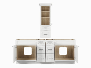 Disar 84' Double Bathroom Vanity With Counter Top Tall Cabinet Base Only