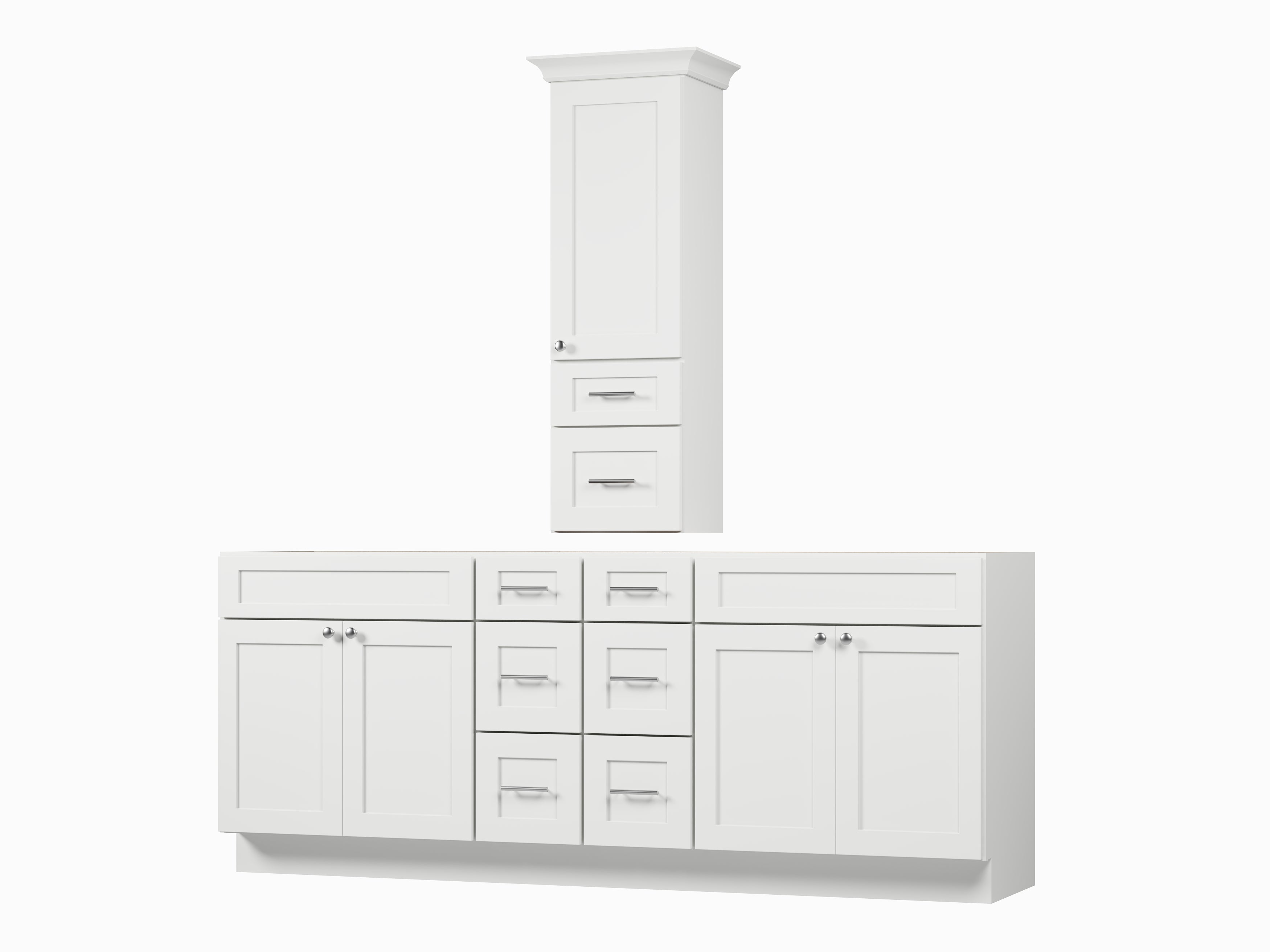 Disar 84' Double Bathroom Vanity With Counter Top Tall Cabinet Base Only
