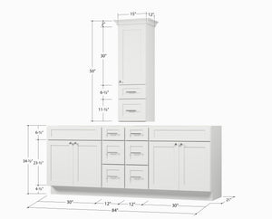 Disar 84' Double Bathroom Vanity With Counter Top Tall Cabinet Base Only