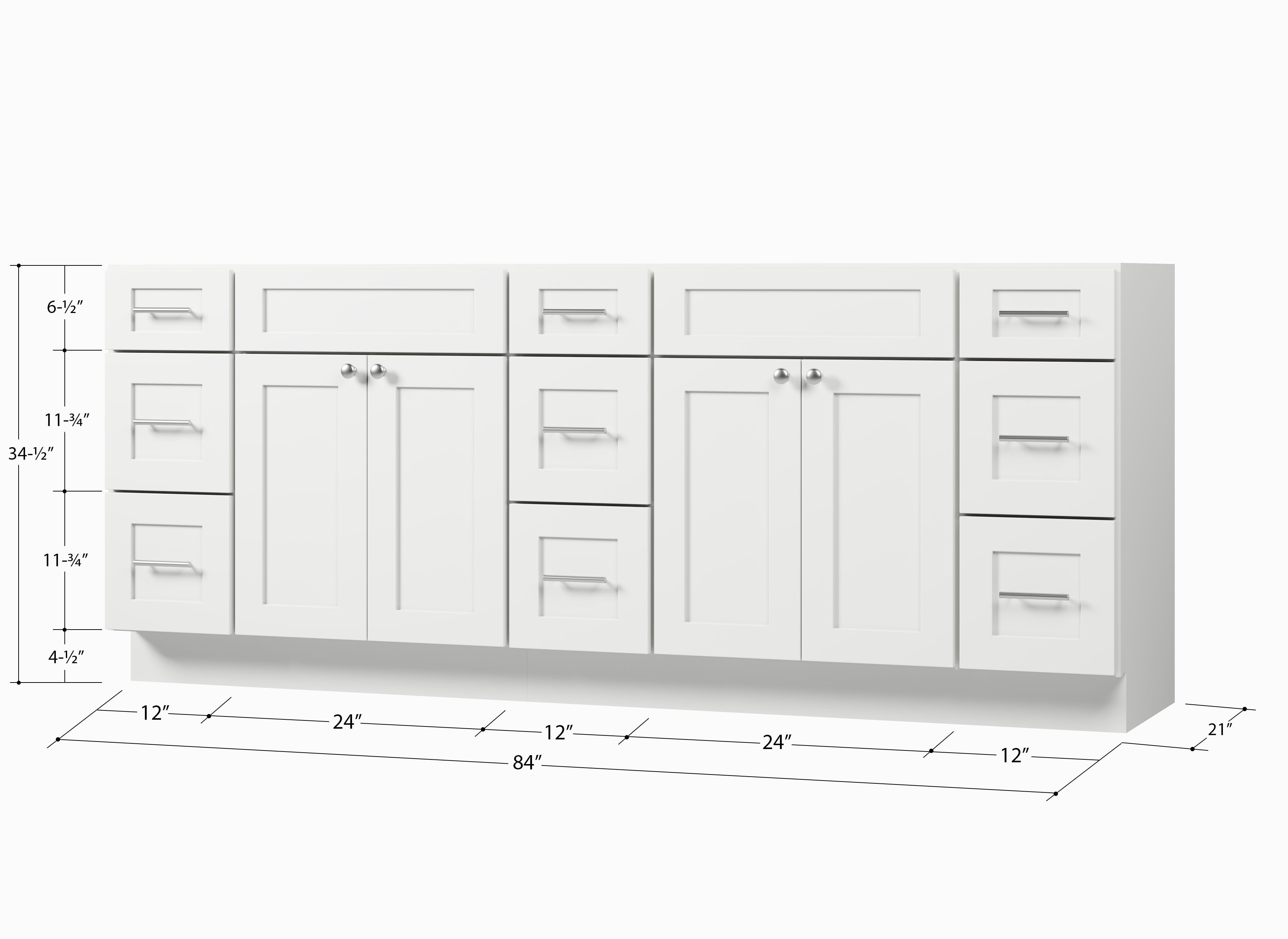 84 Double Bathroom Vanity Base Only