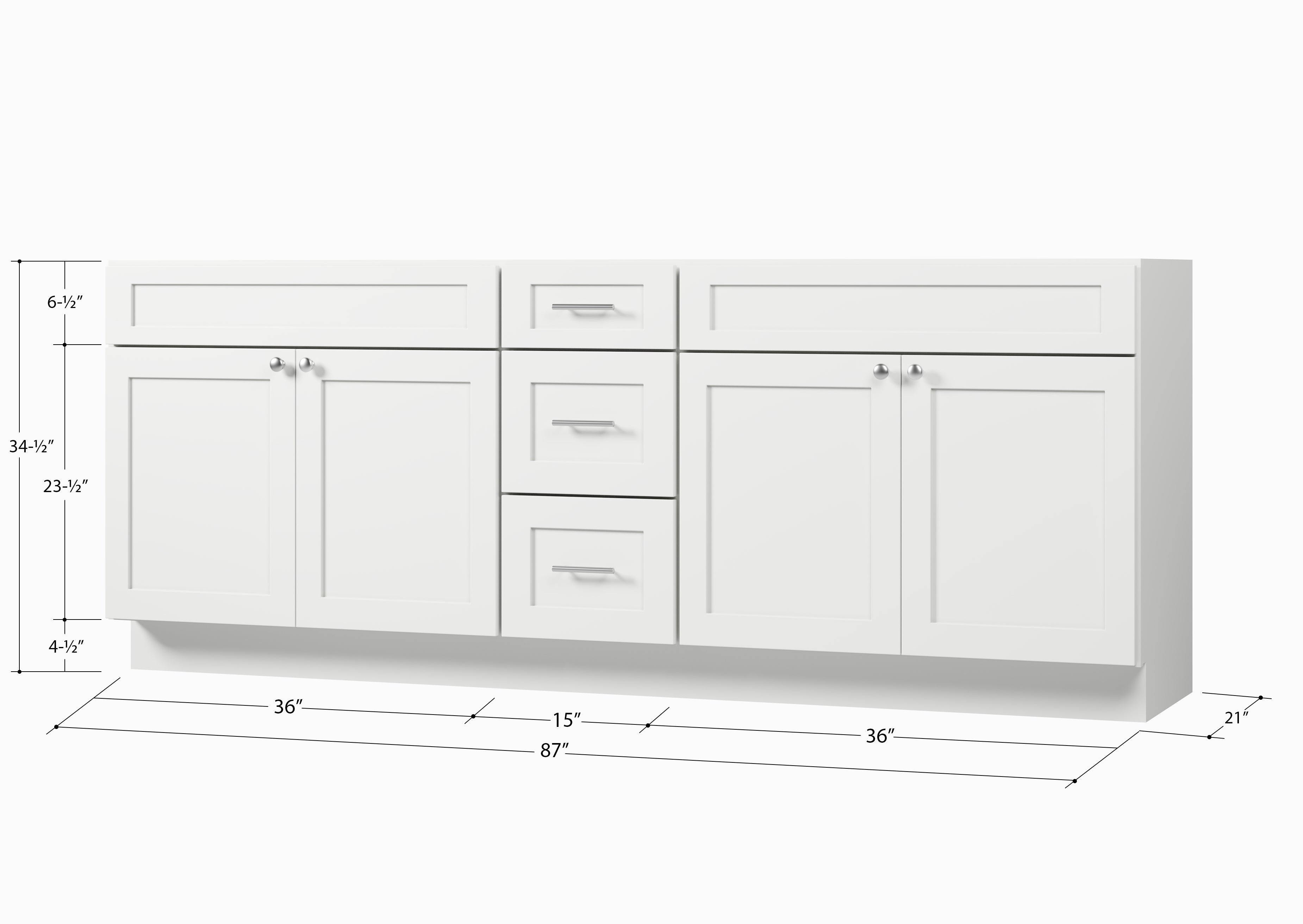 Disar 87" Double Bathroom Vanity Base Only in White
