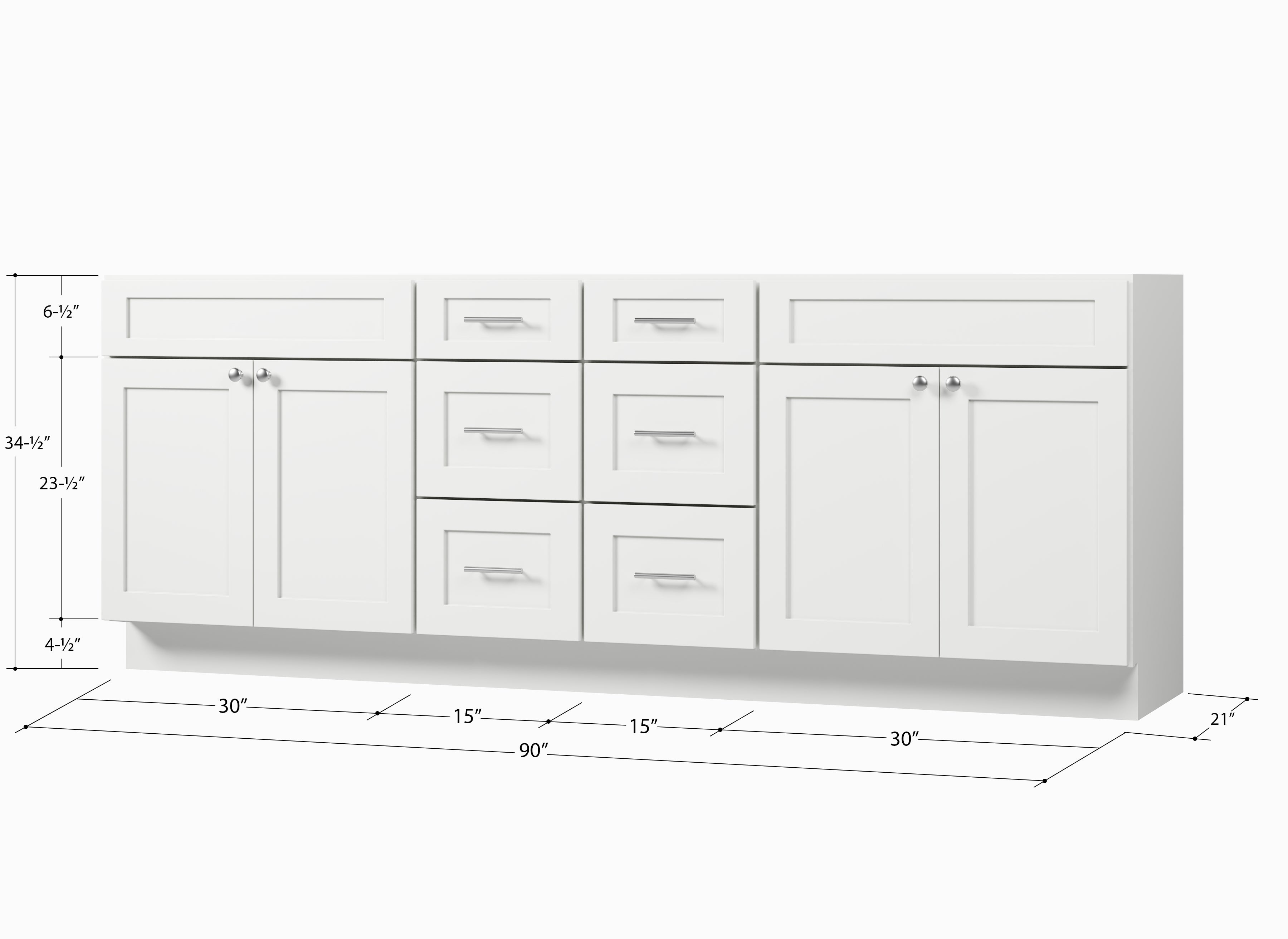 Disar 90 Double Bathroom Vanity Base Only