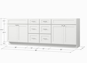 Disar 90 Double Bathroom Vanity Base Only