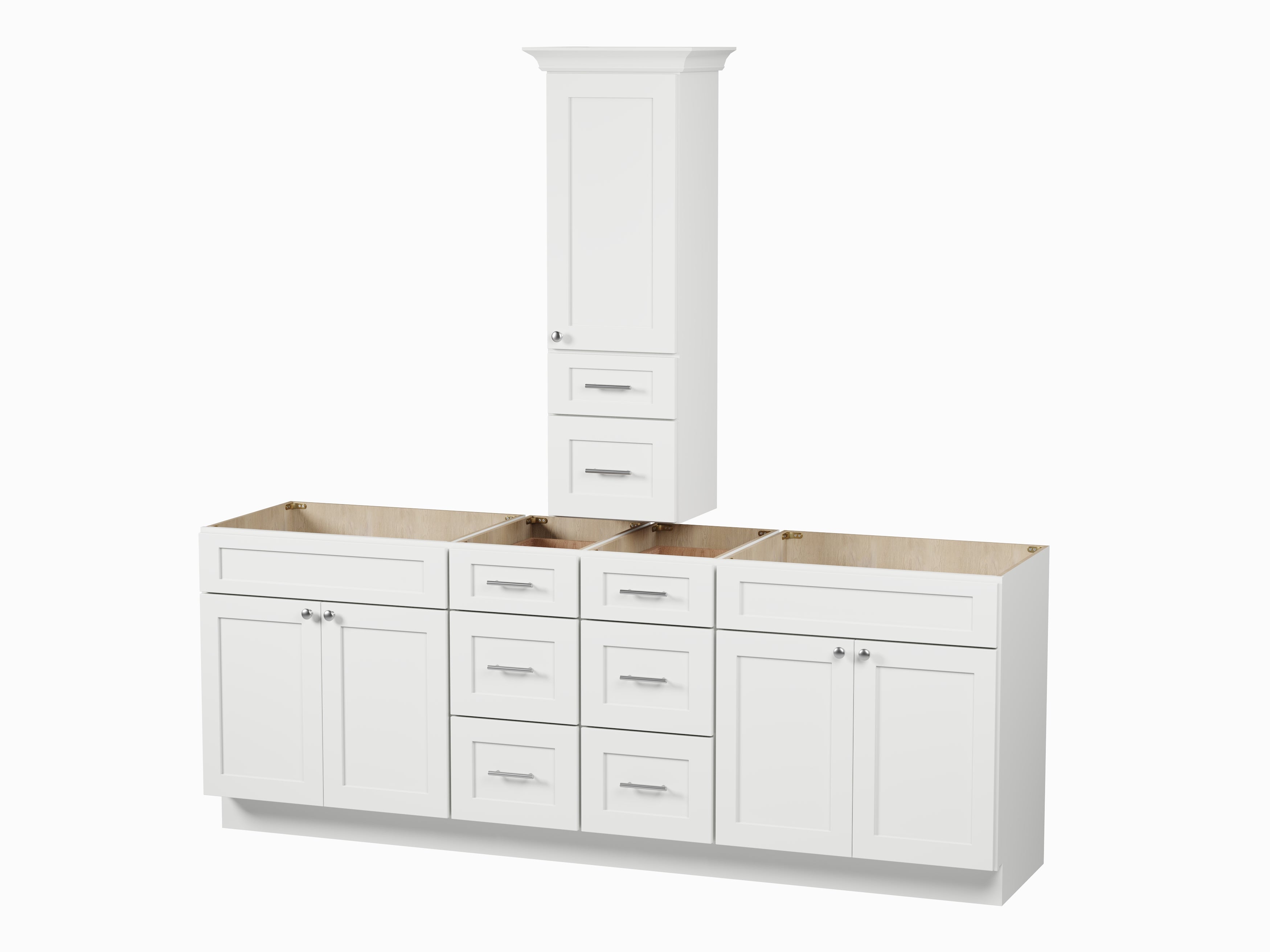 Disar 90' Double Bathroom Vanity With Counter Top Tall Cabinet Base Only