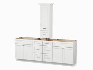 Disar 90' Double Bathroom Vanity With Counter Top Tall Cabinet Base Only