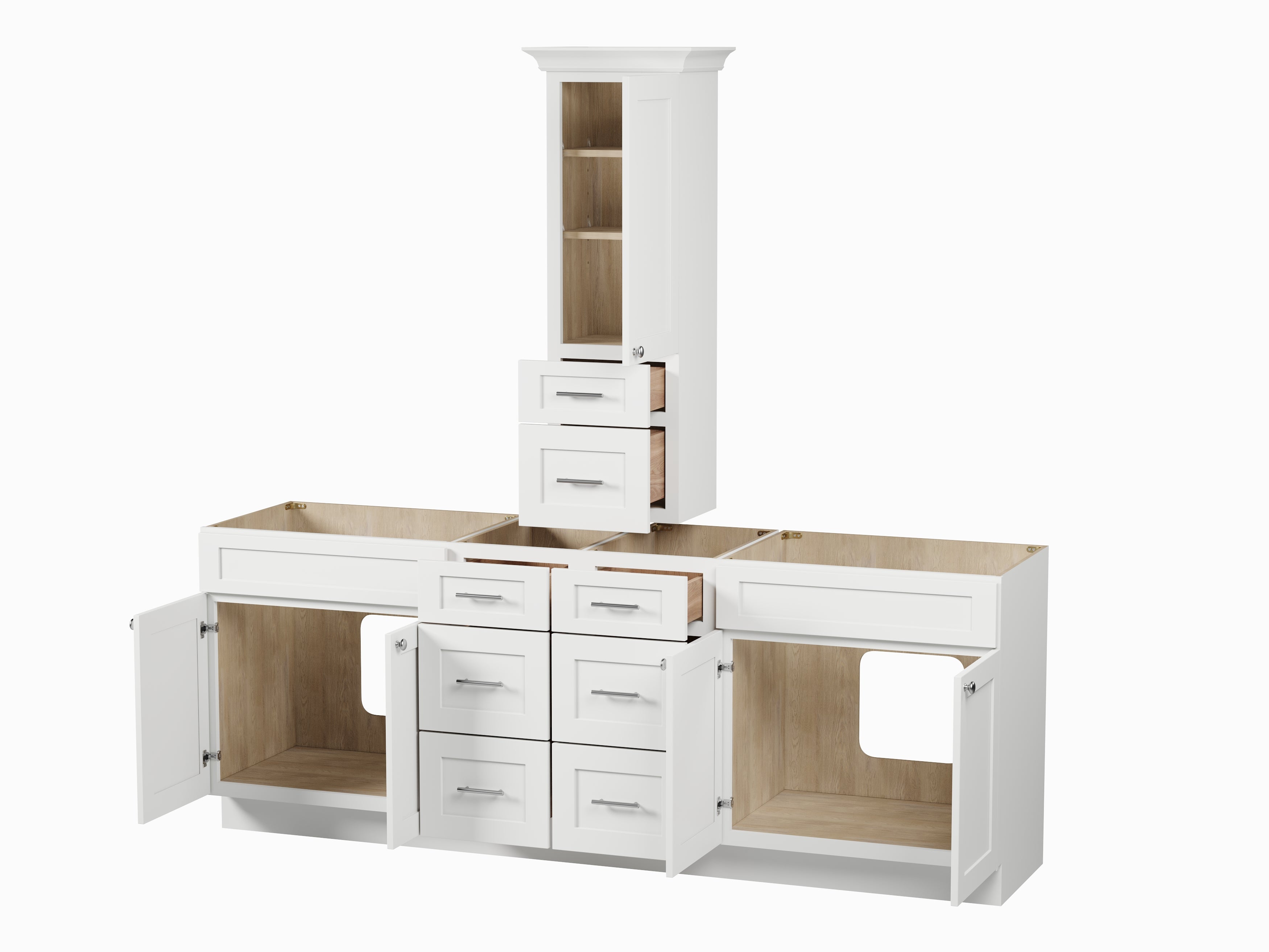 Disar 90' Double Bathroom Vanity With Counter Top Tall Cabinet Base Only