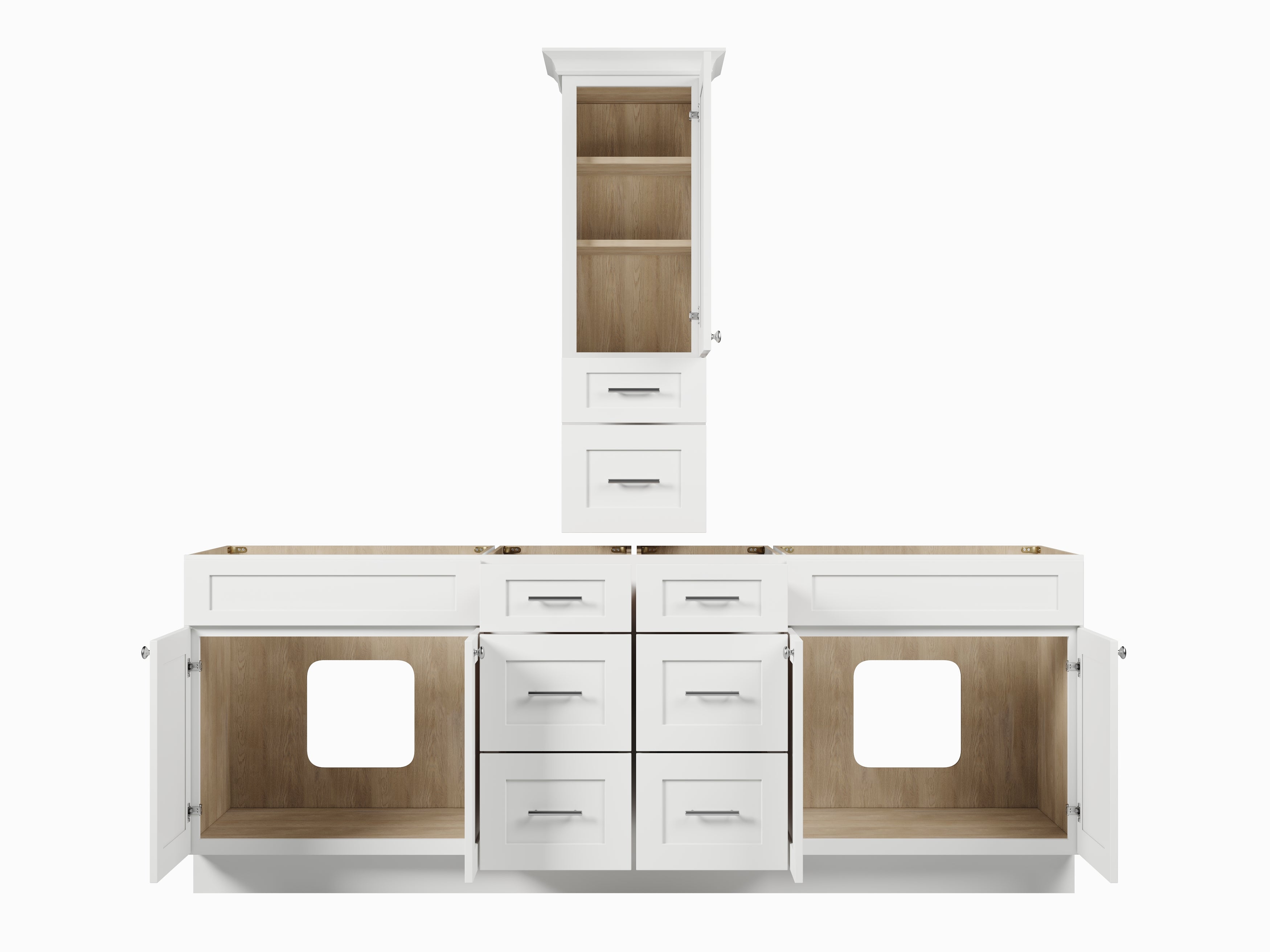 Disar 90' Double Bathroom Vanity With Counter Top Tall Cabinet Base Only