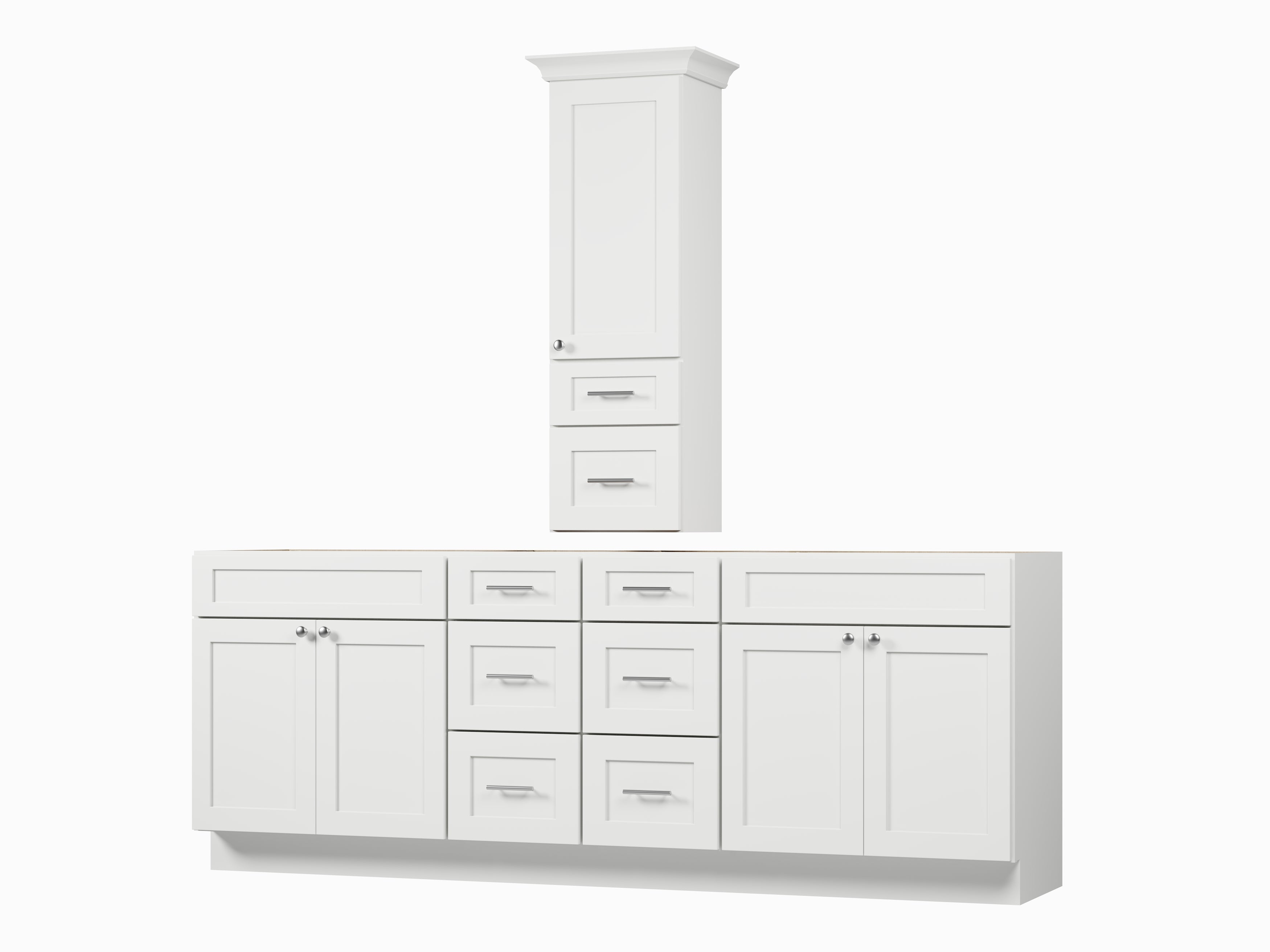 Disar 90' Double Bathroom Vanity With Counter Top Tall Cabinet Base Only