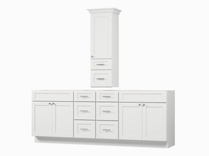 Disar 90' Double Bathroom Vanity With Counter Top Tall Cabinet Base Only
