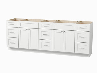 [color:White] 93'' Double Bathroom Vanity Base Only - front view