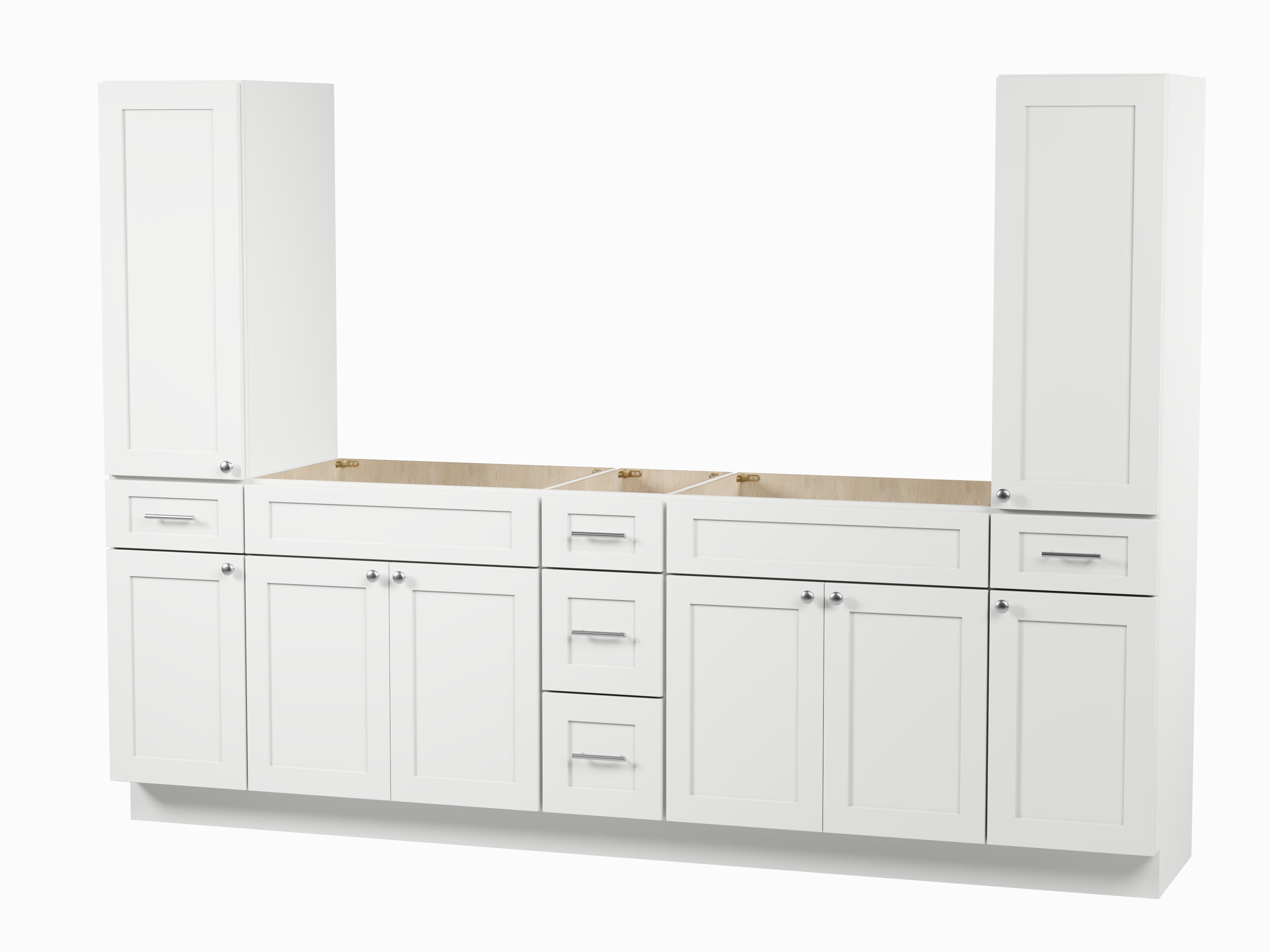 Disar 102'' Double Bathroom Vanity With Tall Linen Cabinet Dovetail Solid Wood Drawer Base Only