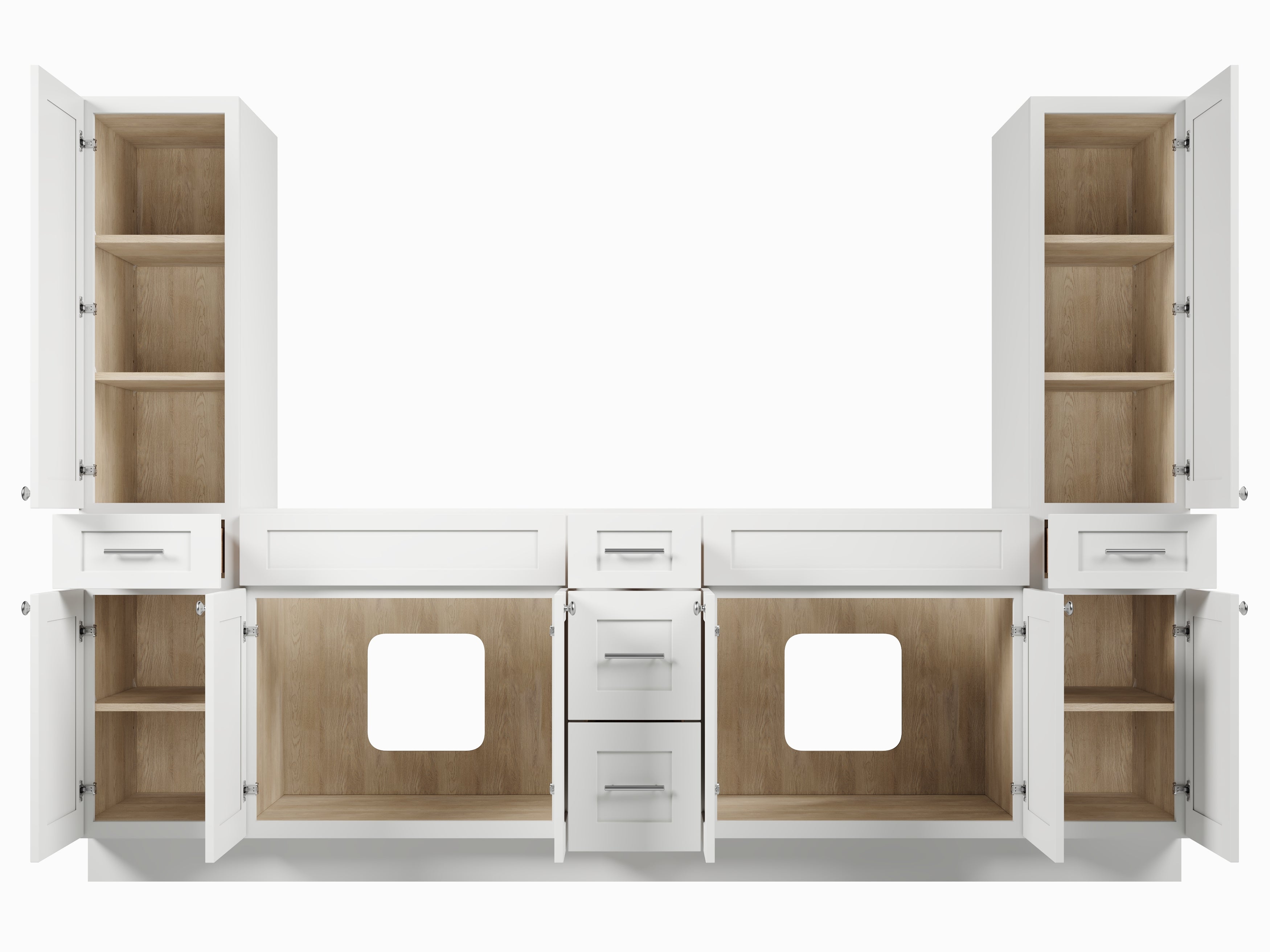 Disar 102'' Double Bathroom Vanity With Tall Linen Cabinet Dovetail Solid Wood Drawer Base Only
