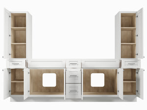 Disar 102'' Double Bathroom Vanity With Tall Linen Cabinet Dovetail Solid Wood Drawer Base Only