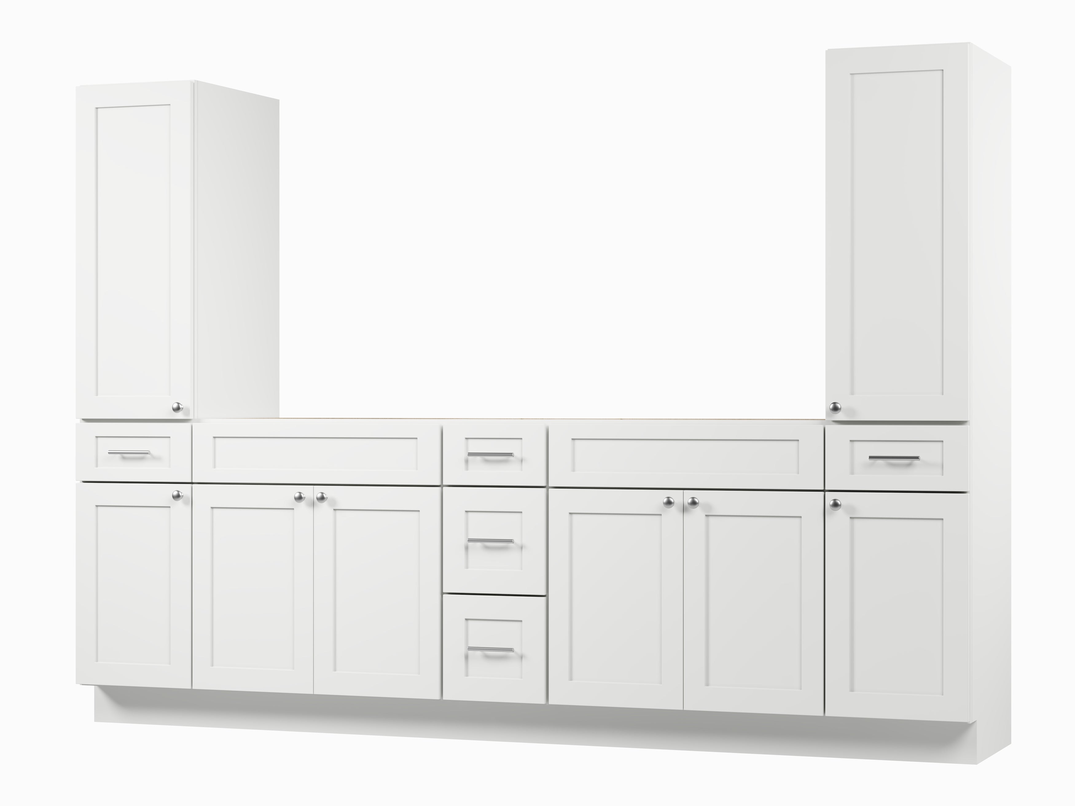 Disar 102'' Double Bathroom Vanity With Tall Linen Cabinet Dovetail Solid Wood Drawer Base Only