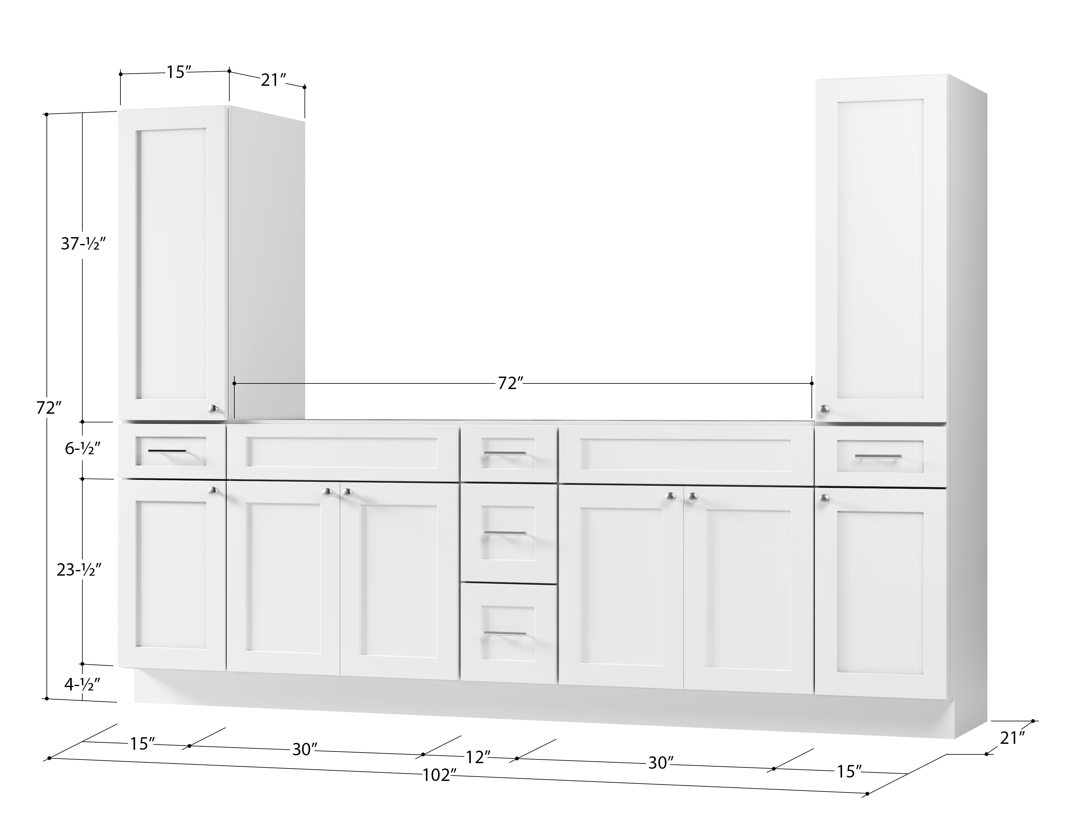 Disar 102'' Double Bathroom Vanity With Tall Linen Cabinet Dovetail Solid Wood Drawer Base Only