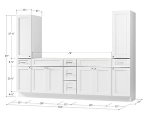 Disar 102'' Double Bathroom Vanity With Tall Linen Cabinet Dovetail Solid Wood Drawer Base Only