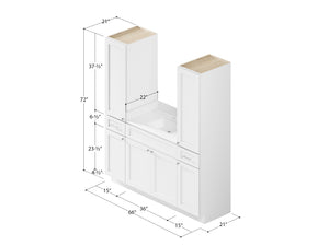 Disar 66'' Single Bathroom Vanity With Linen Tall Cabinet Shaker Dovetail Solid Wood Drawer Carrara Quartz Top