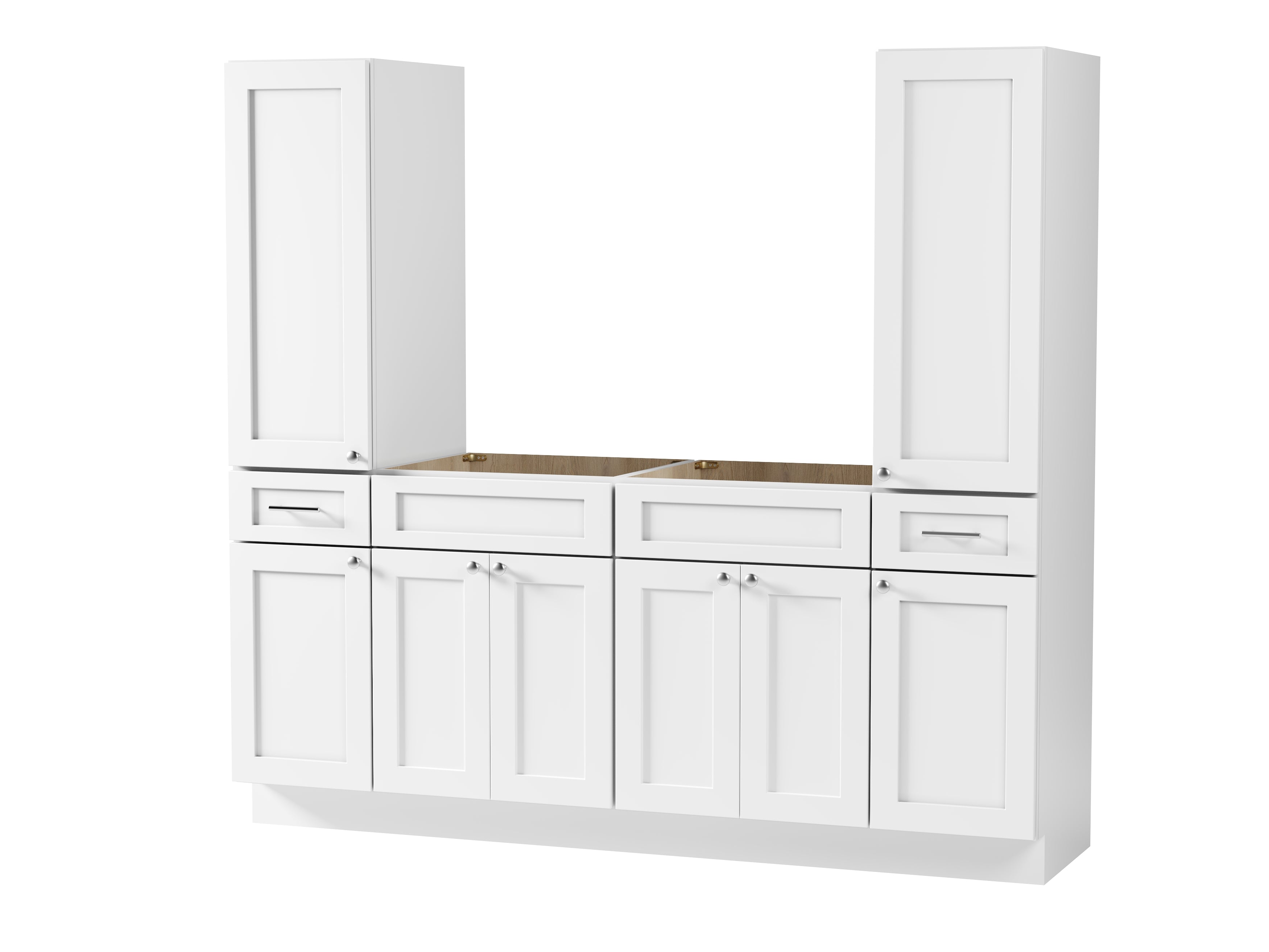 Disar 78'' Double Bathroom Vanity With Tall Linen Cabinet Dovetail Solid Wood Drawer Base Only