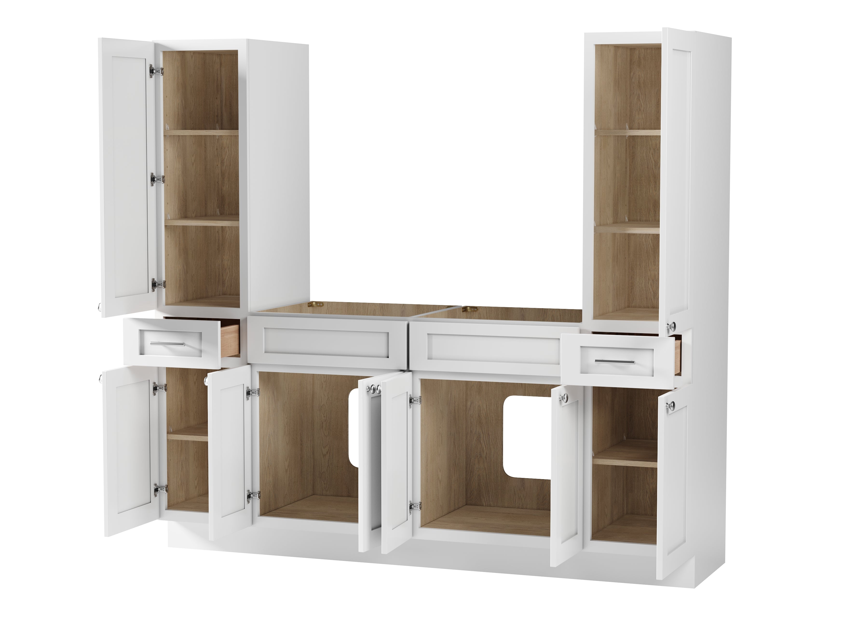 Disar 78'' Double Bathroom Vanity With Tall Linen Cabinet Dovetail Solid Wood Drawer Base Only