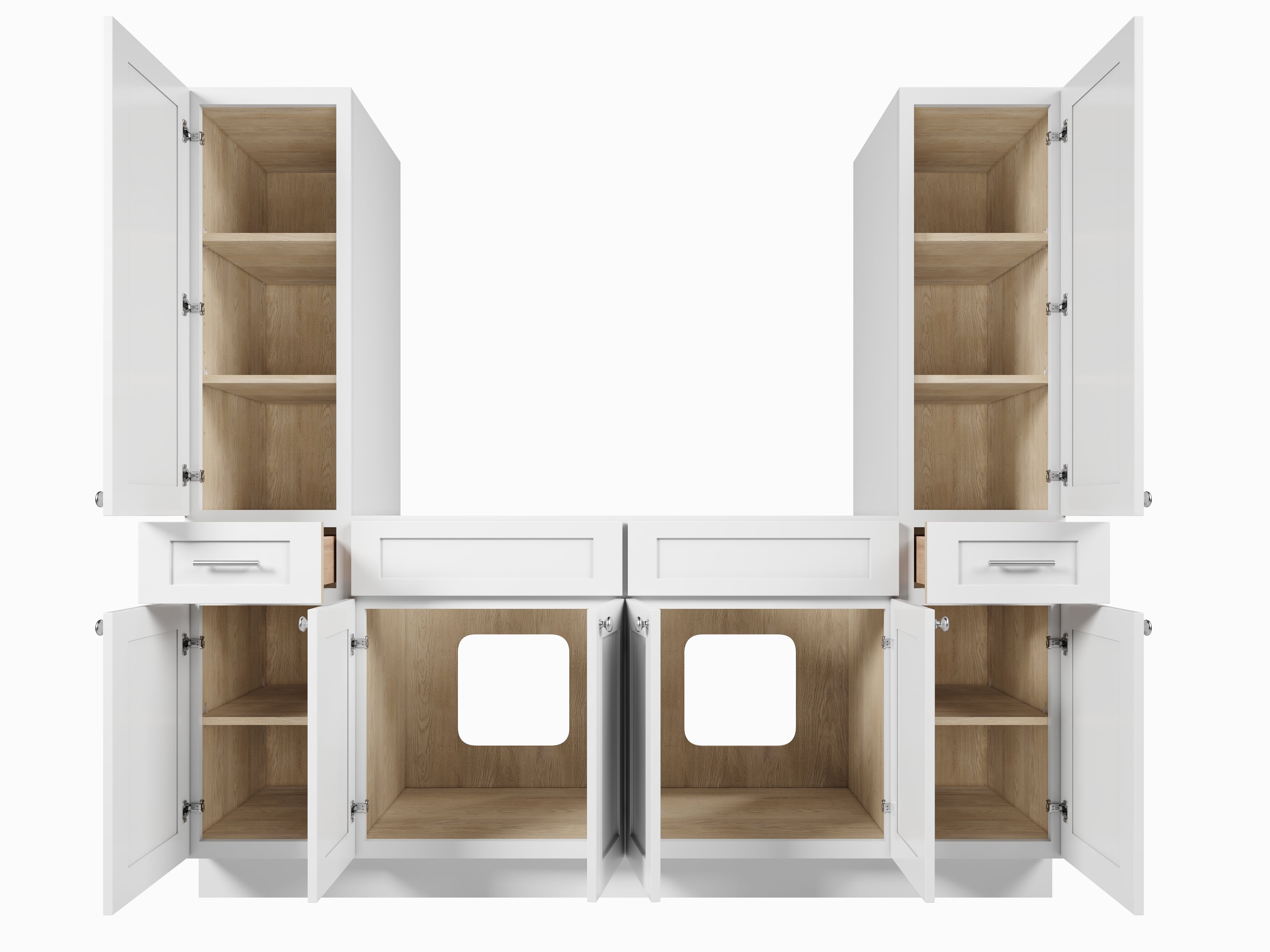 Disar 78'' Double Bathroom Vanity With Tall Linen Cabinet Dovetail Solid Wood Drawer Base Only