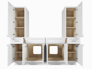 Disar 78'' Double Bathroom Vanity With Tall Linen Cabinet Dovetail Solid Wood Drawer Base Only