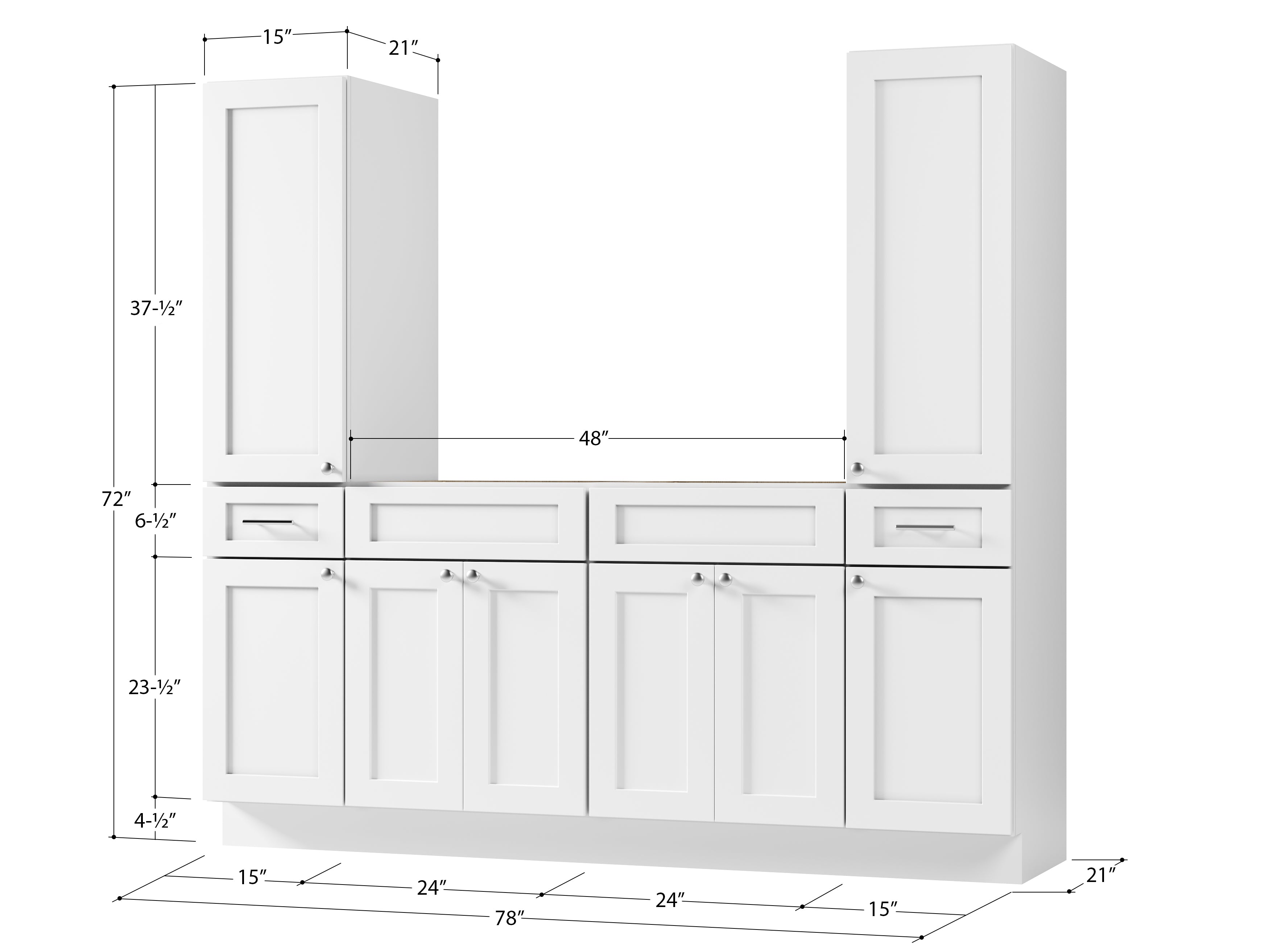 Disar 78'' Double Bathroom Vanity With Tall Linen Cabinet Dovetail Solid Wood Drawer Base Only