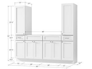 Disar 78'' Double Bathroom Vanity With Tall Linen Cabinet Dovetail Solid Wood Drawer Base Only