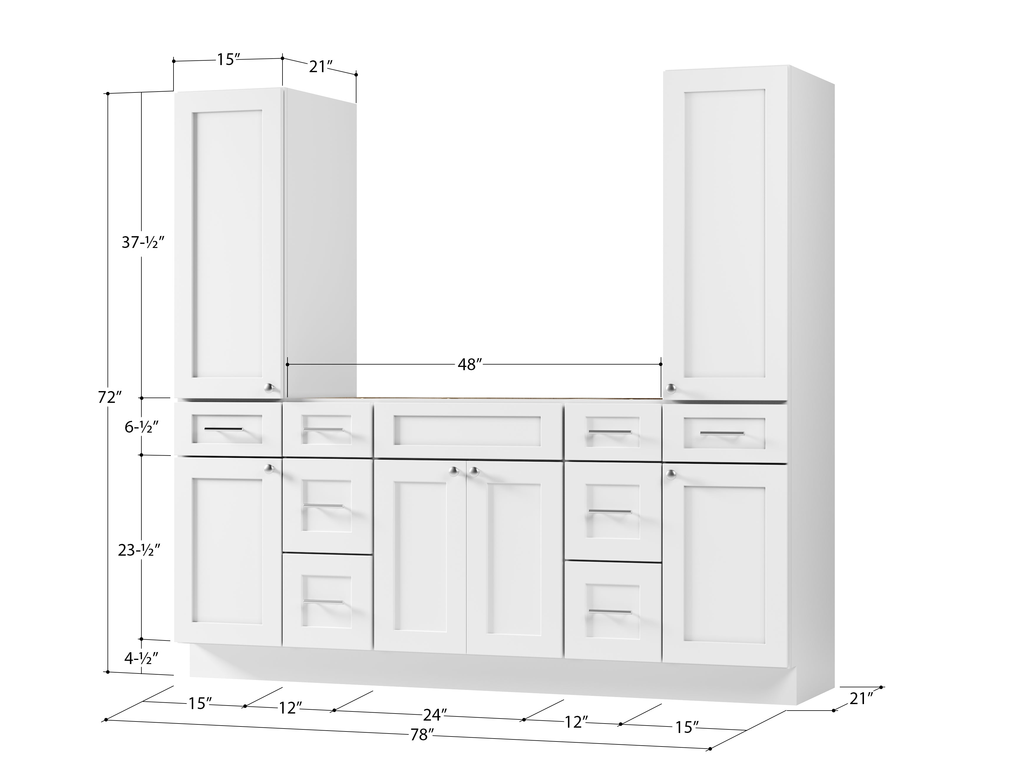 Disar 78'' Single Bathroom Vanity With Tall Linen Cabinet Dovetail Solid Wood Drawer Base Only
