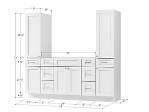 Disar 78'' Single Bathroom Vanity With Tall Linen Cabinet Dovetail Solid Wood Drawer Base Only
