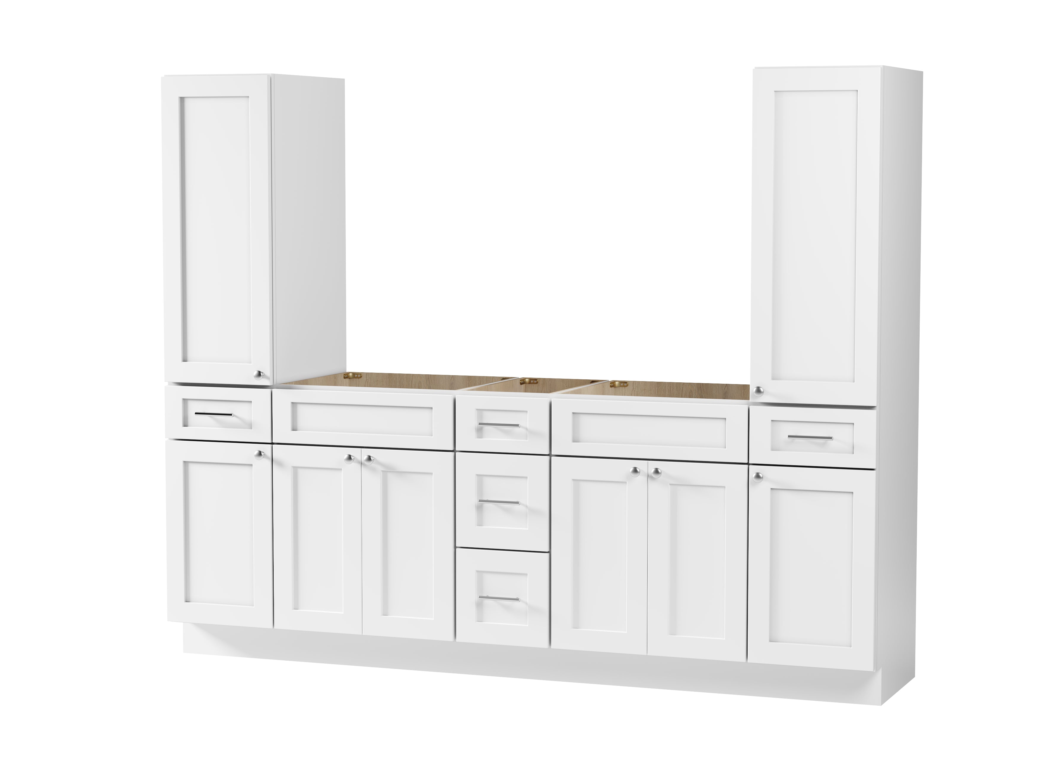 Disar 90'' Double Bathroom Vanity With Tall Linen Cabinet Dovetail Solid Wood Drawer Base Only
