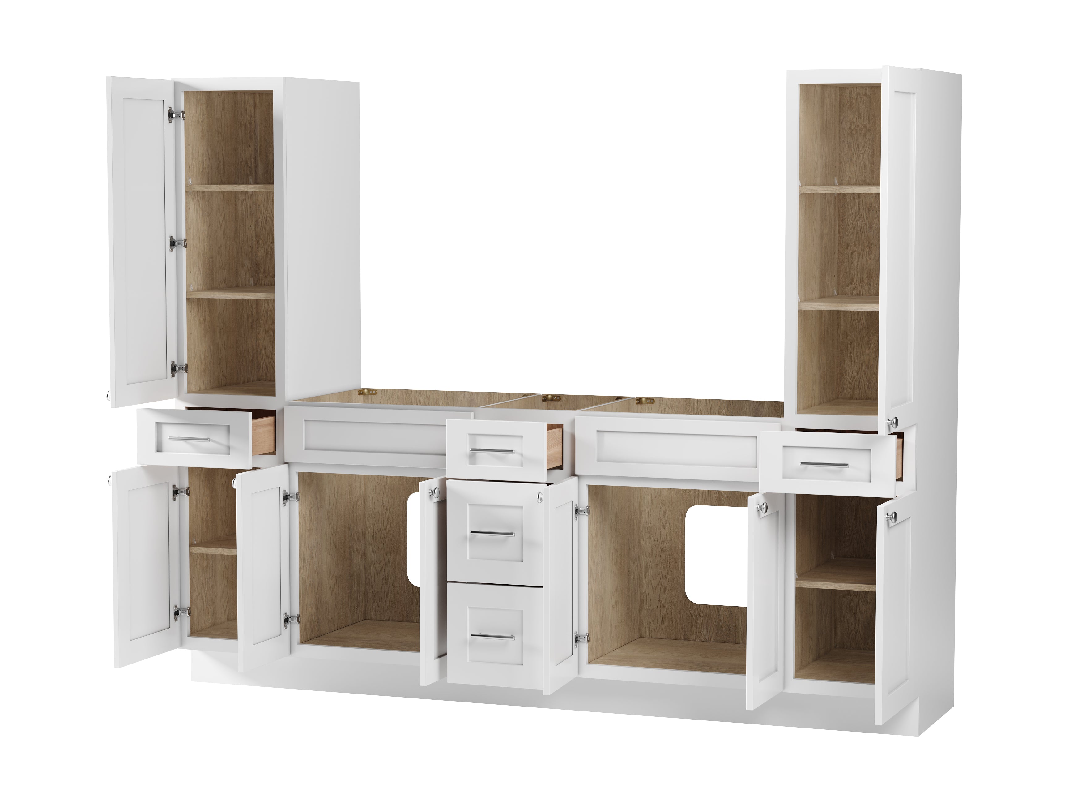 Disar 90'' Double Bathroom Vanity With Tall Linen Cabinet Dovetail Solid Wood Drawer Base Only