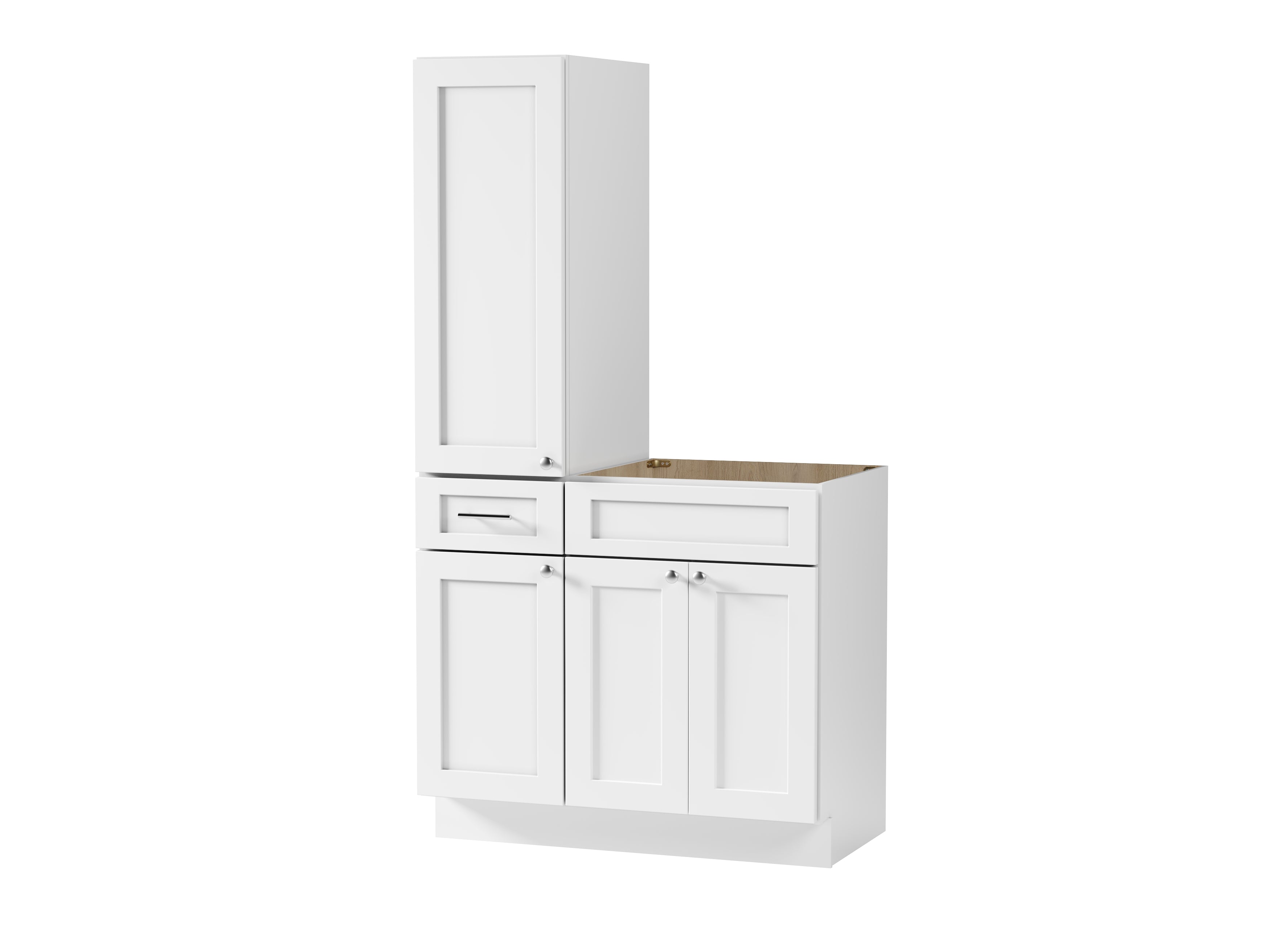 Disar 39'' Single Bathroom Vanity With Left Tall Linen Cabinet Dovetail Solid Wood Drawer Base Only